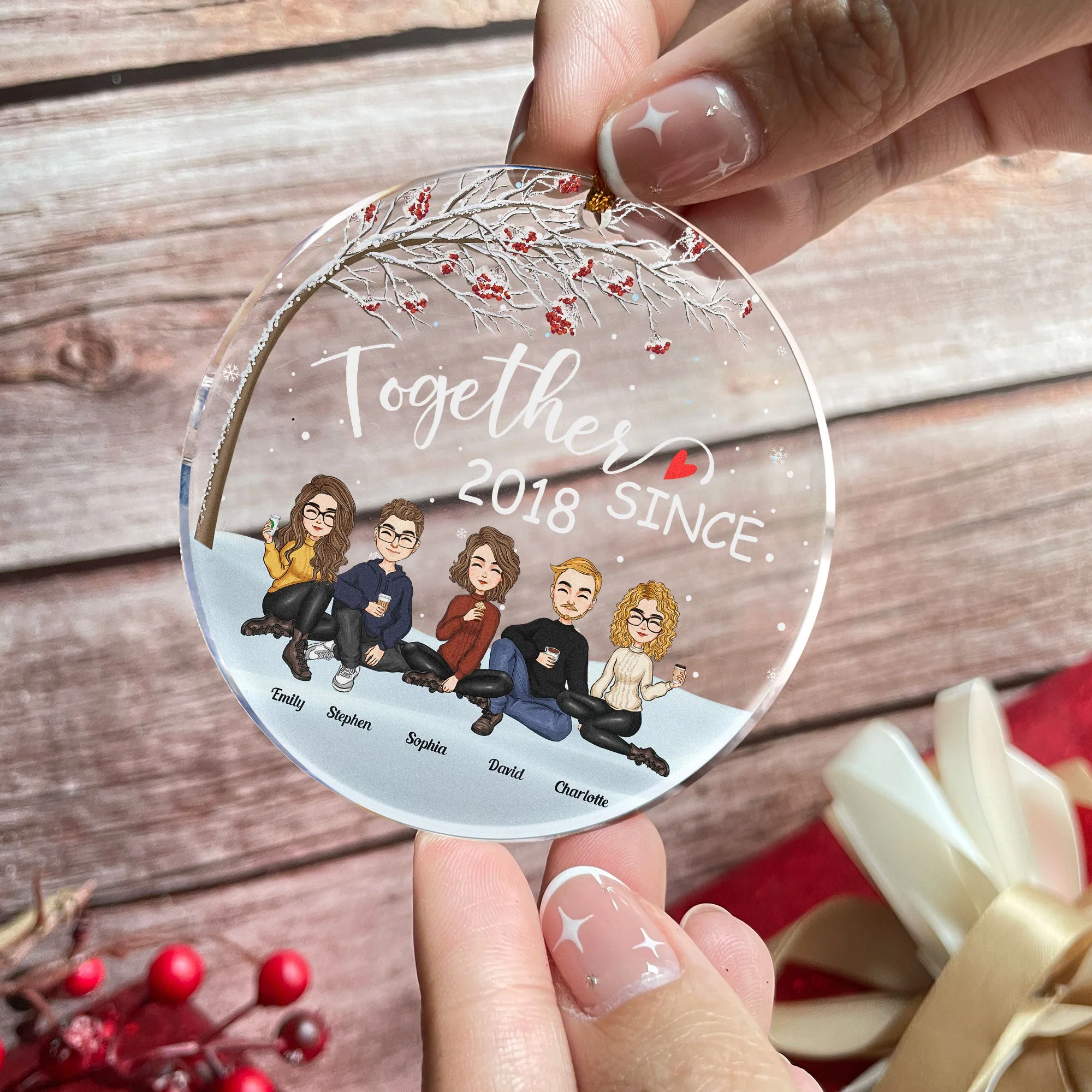 Friends - Together Since - Personalized Circle Acrylic Ornament - Christmas, New Year Gift For Friends, Sistas, Sister, Besties, Best Friends, Soul Sisters - Image 2