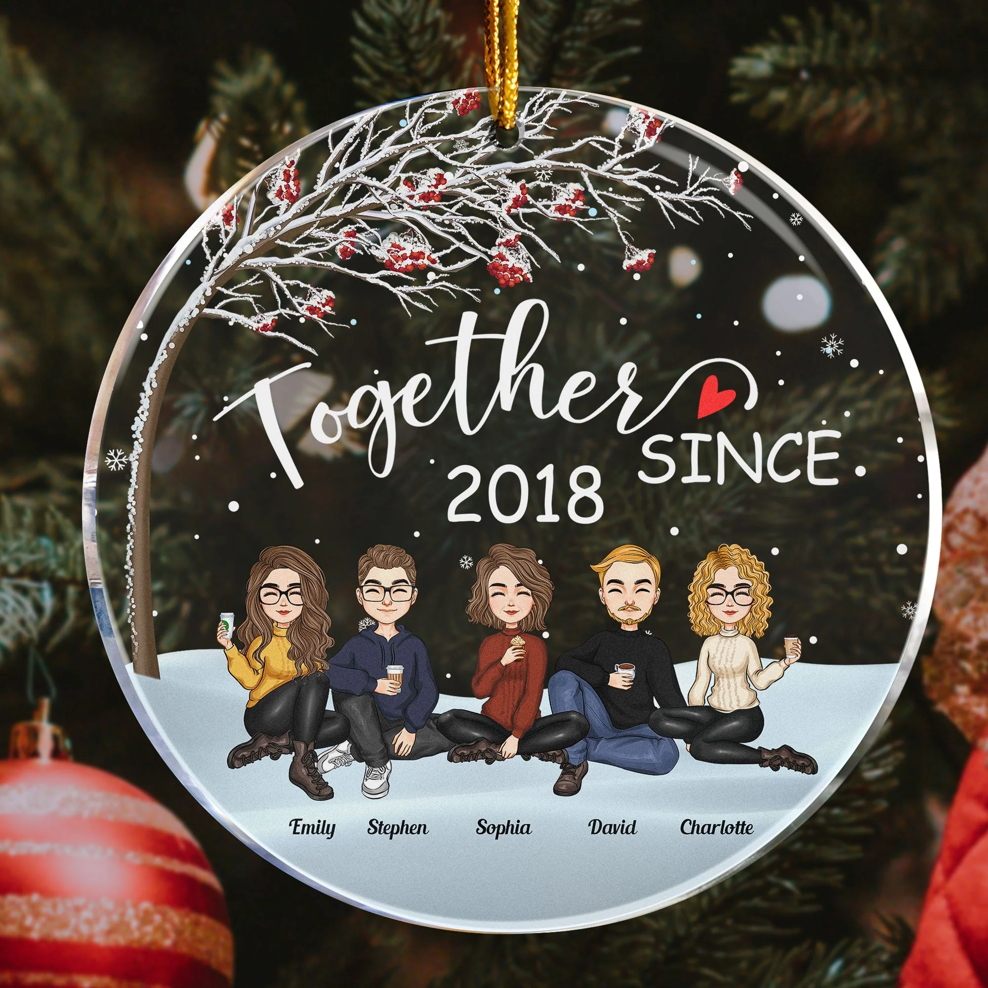 Friends - Together Since - Personalized Circle Acrylic Ornament - Christmas, New Year Gift For Friends, Sistas, Sister, Besties, Best Friends, Soul Sisters - Image 3