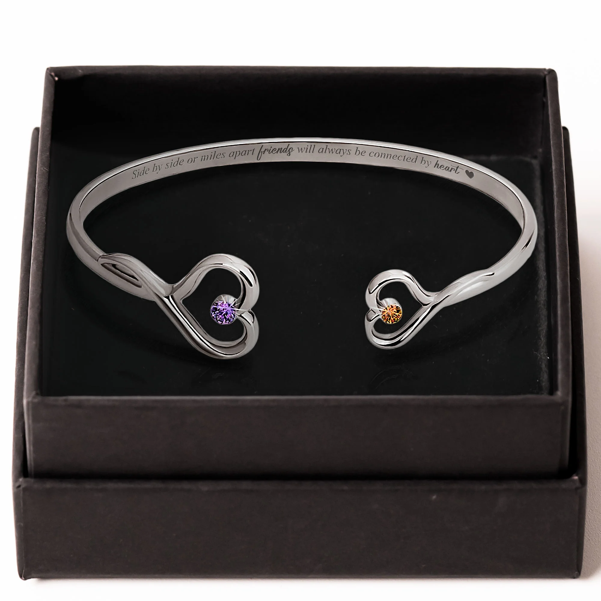 Friends Will Always Be Connected By Heart - Personalized Heart Bracelet - Image 2