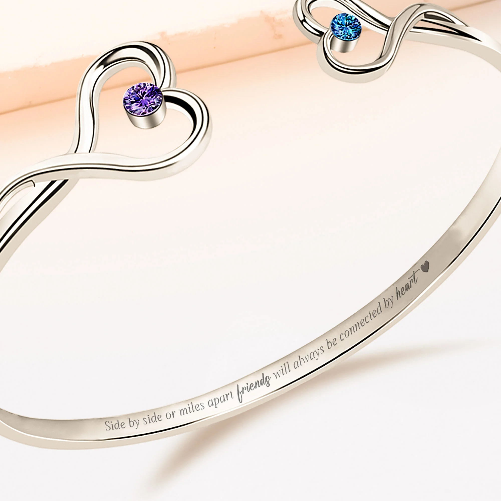 Friends Will Always Be Connected By Heart - Personalized Heart Bracelet - Image 4