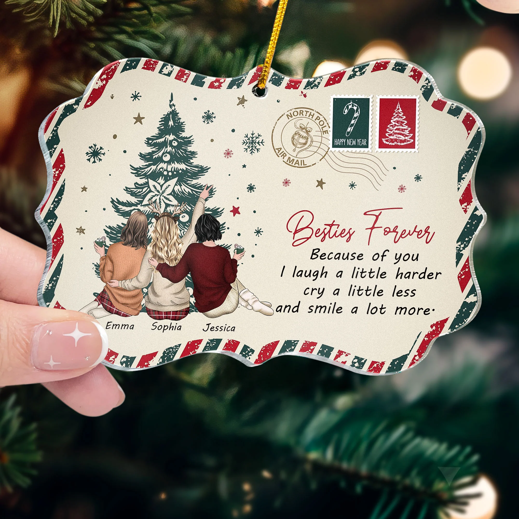 Friendship Christmas Mail Postcard - Thank You Gifts - Personalized Acrylic Ornament - Image 2