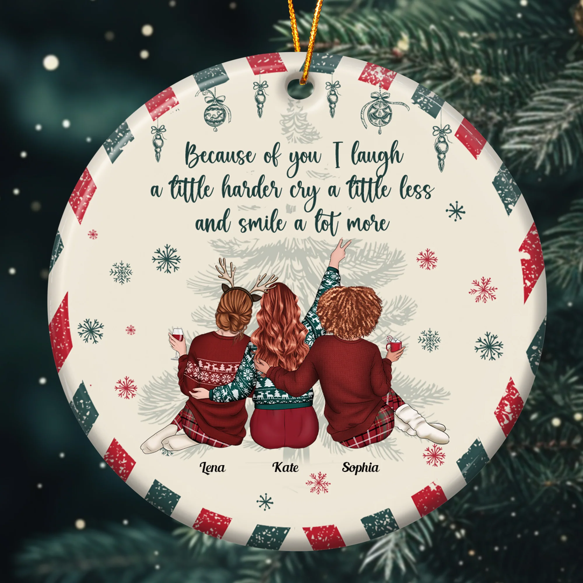 Friendship Christmas Thank You Gift - Gifts For Besties, Sisters - Personalized Ceramic Ornament - Image 2