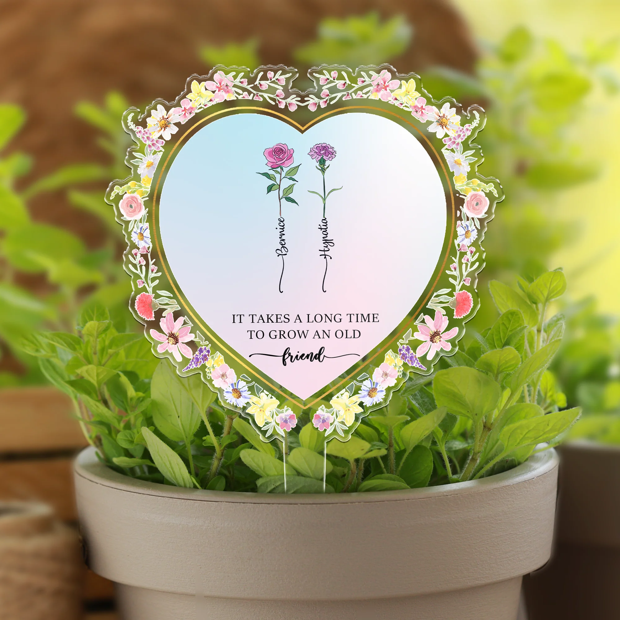 Friendship Custom Birth Flowers - Grow A Friend, Bestie - Personalized Garden Stake - Image 2