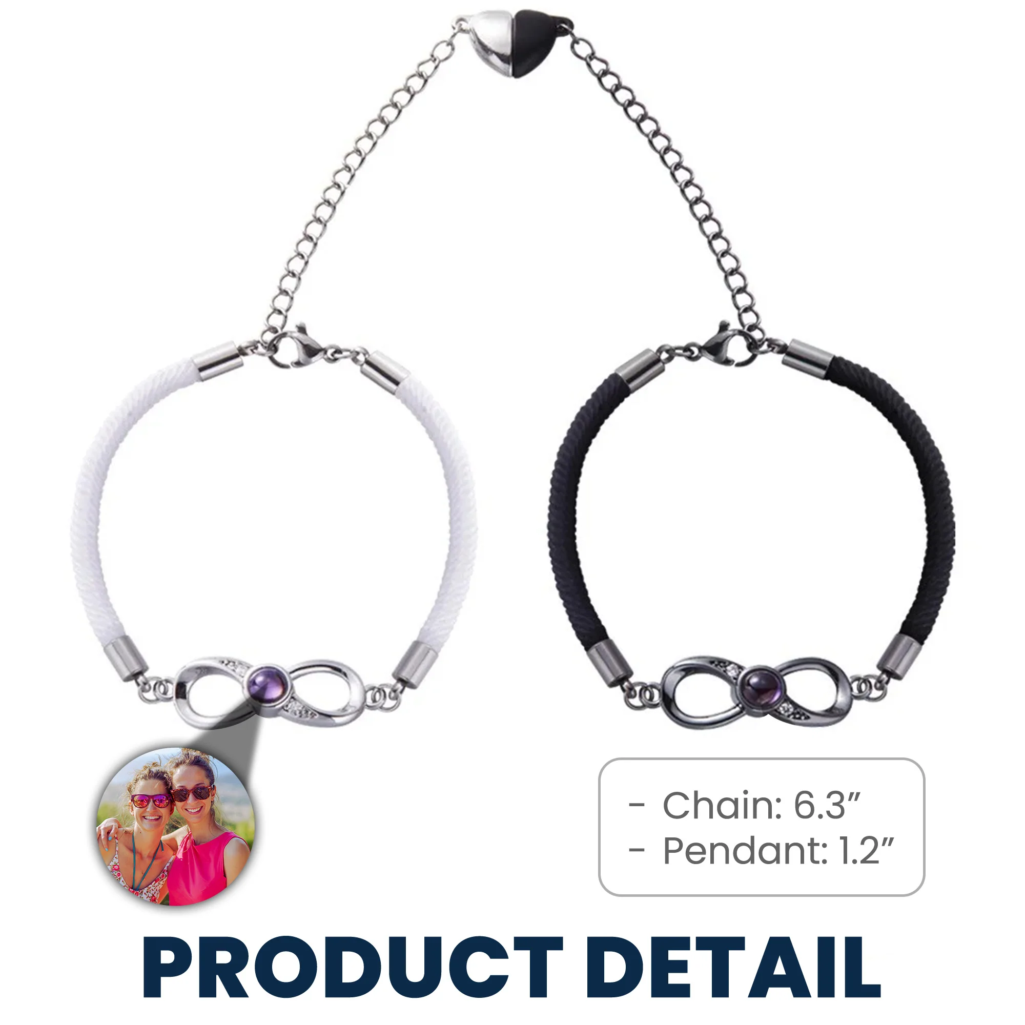 Friendship Gifts Idea Besties Forever - Custom Photo Projection Bracelets - Image 6