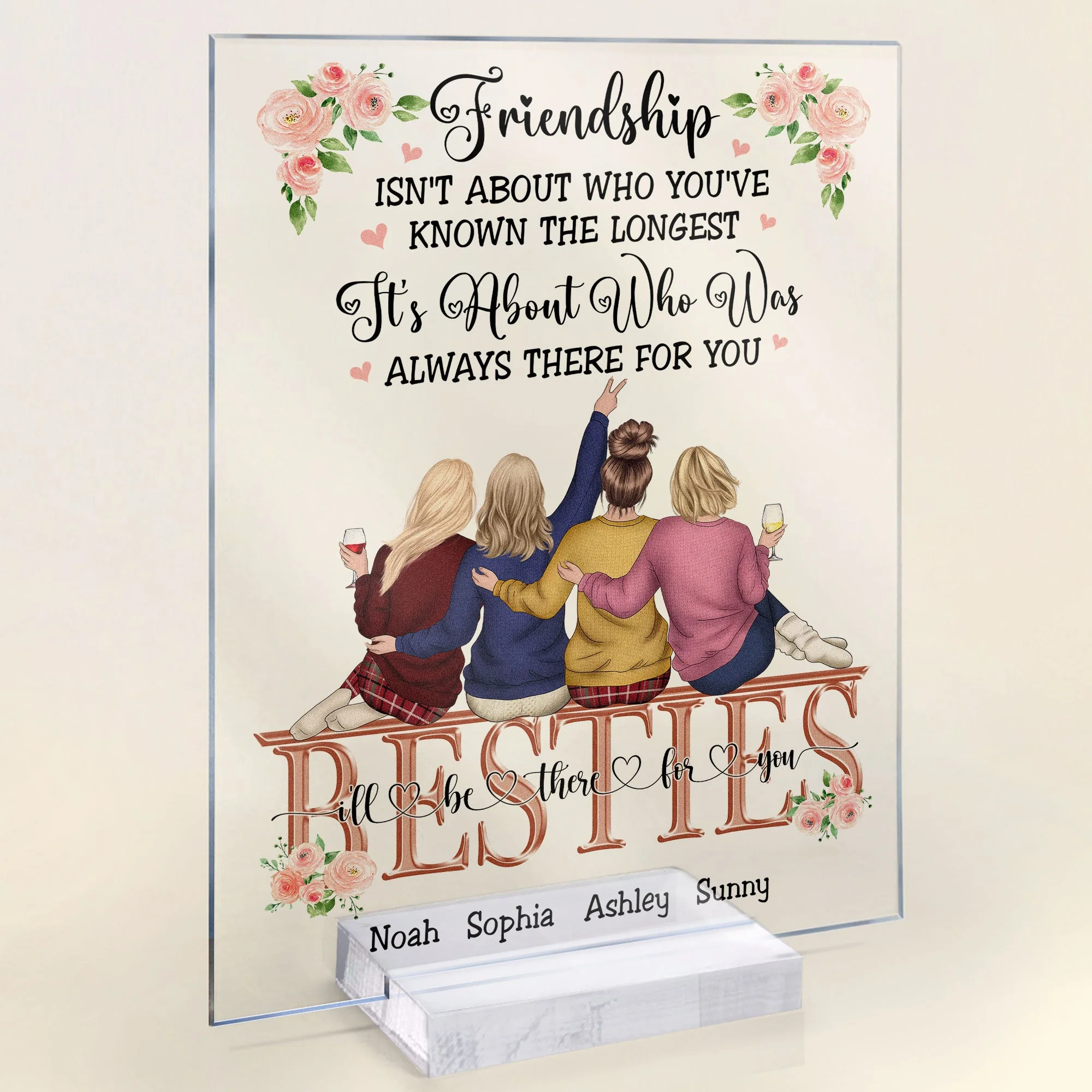 Friendship, It's About Who Was Always There For You - Personalized Acrylic Plaque - Birthday, Friendship day, Friend's Day Gift For Friends, Besties, Bff - Image 2