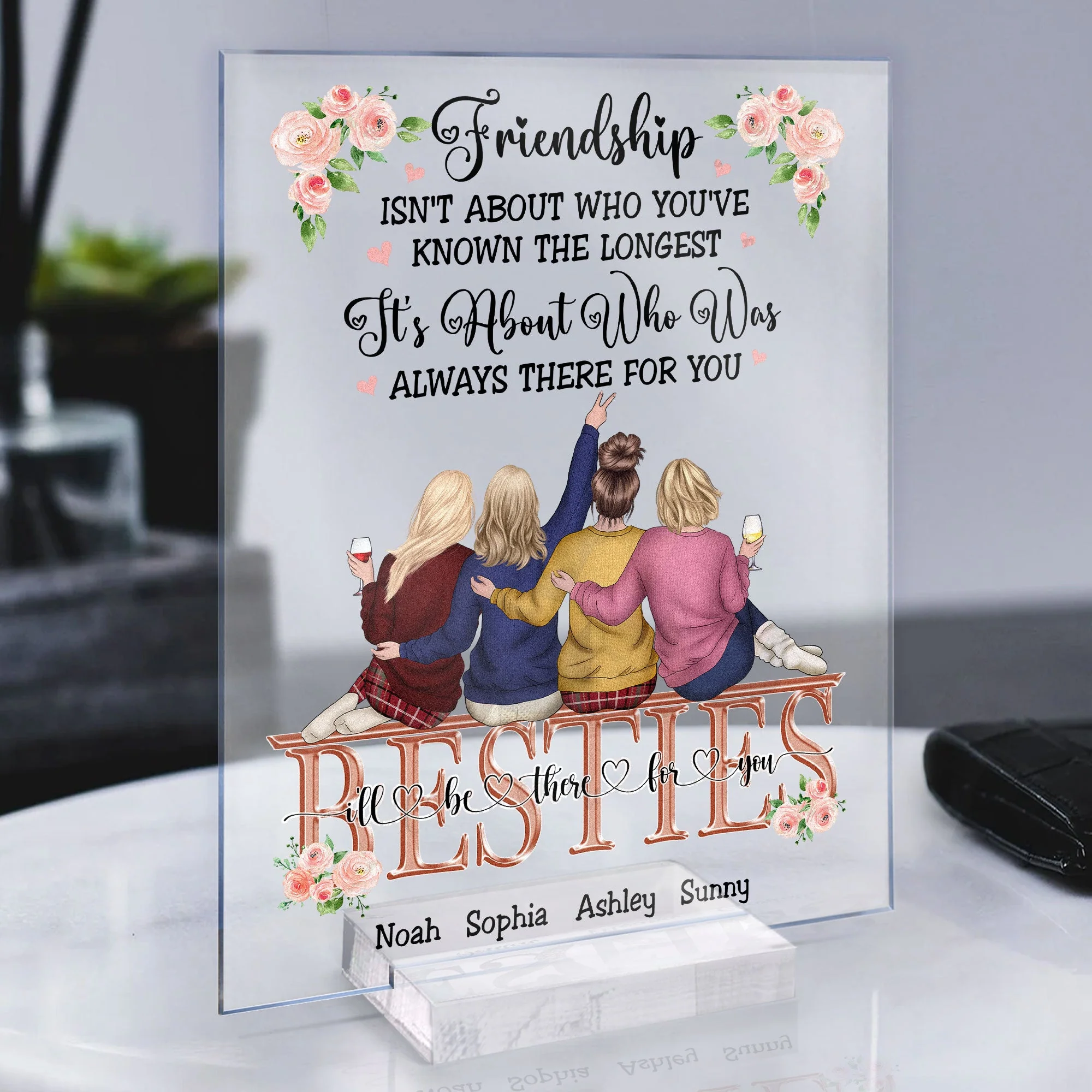 Friendship, It's About Who Was Always There For You - Personalized Acrylic Plaque - Birthday, Friendship day, Friend's Day Gift For Friends, Besties, Bff - Image 4