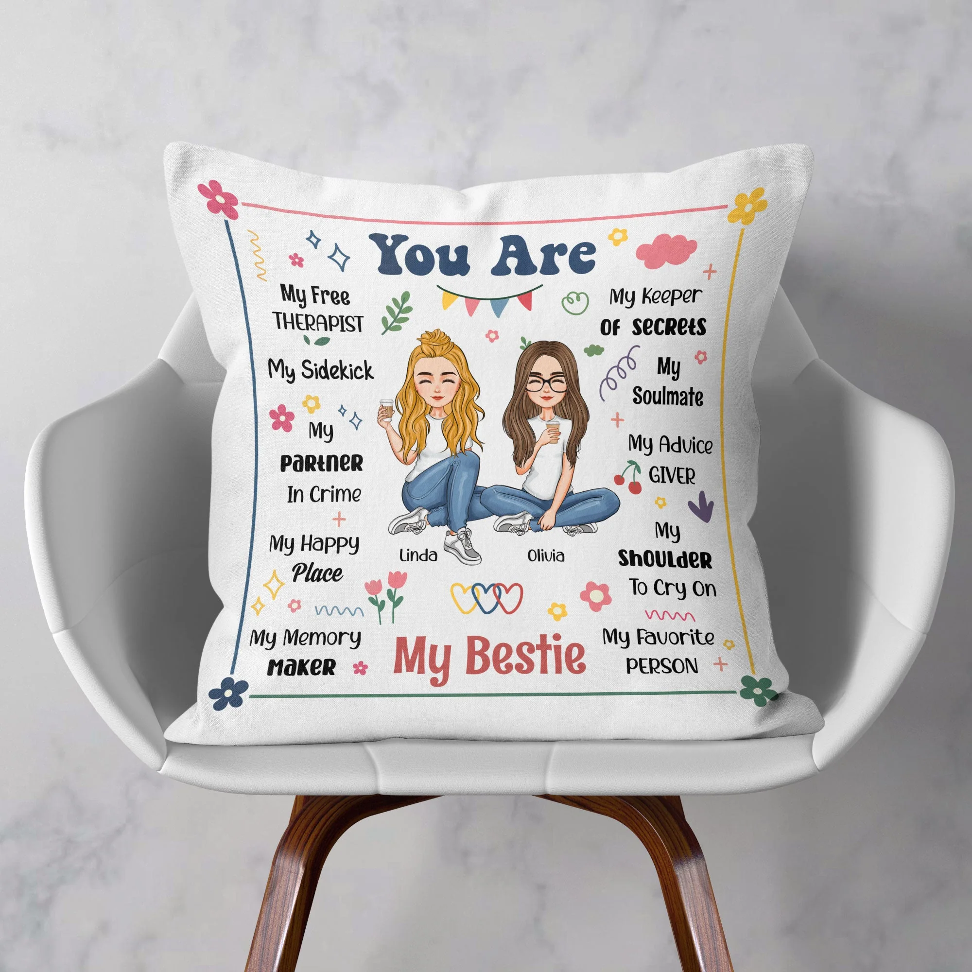 Friendship You Are My Sidekick My Partner In Crime - Personalized Pillow - Image 3