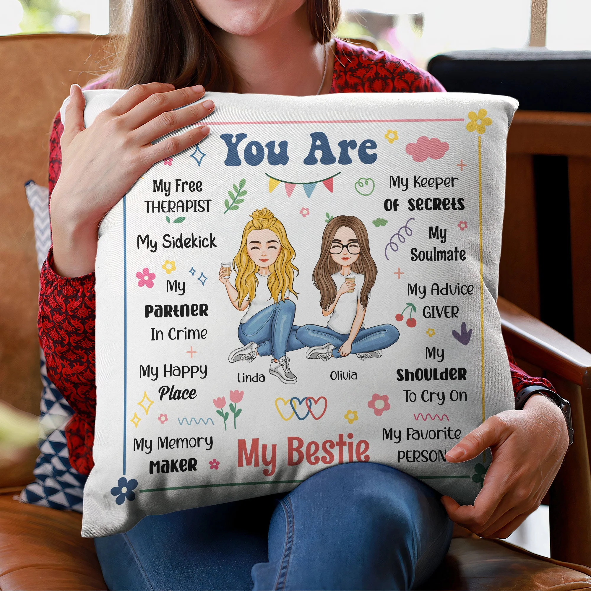 Friendship You Are My Sidekick My Partner In Crime - Personalized Pillow - Image 4