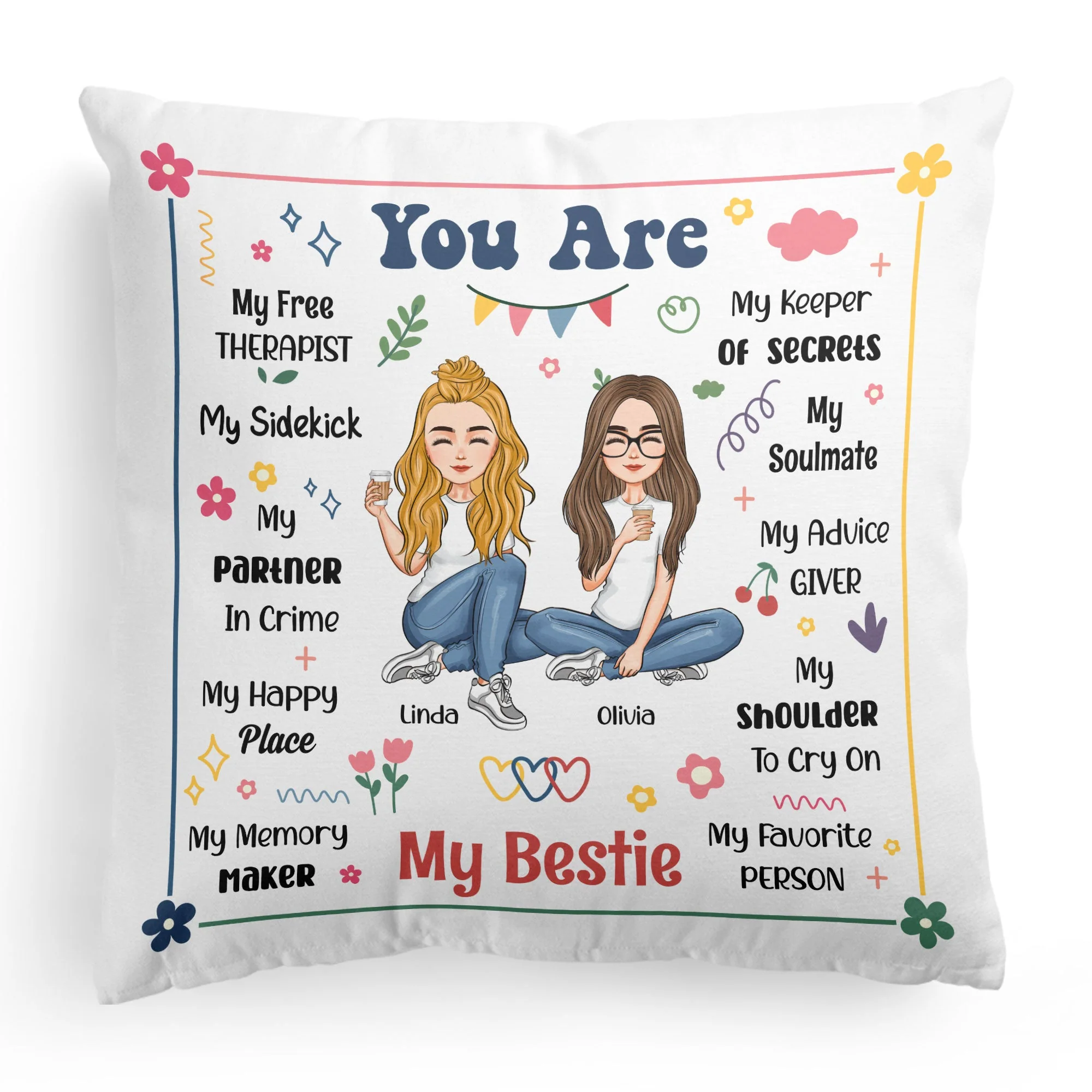 Friendship You Are My Sidekick My Partner In Crime - Personalized Pillow - Image 5