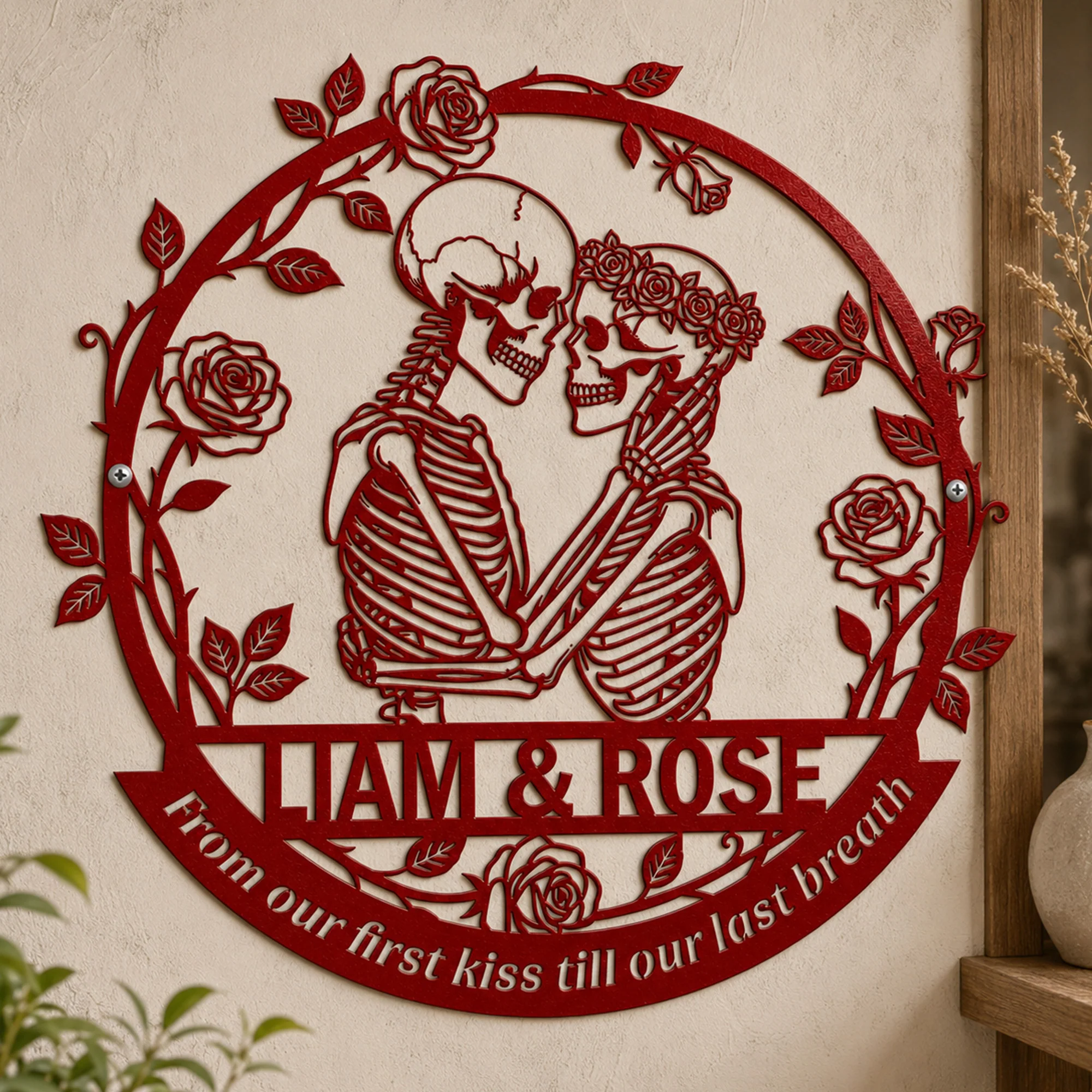 From Our First Kiss Till Our Last Breath - Anniversary Gift For Couples - Personalized Metal Sign - Image 4