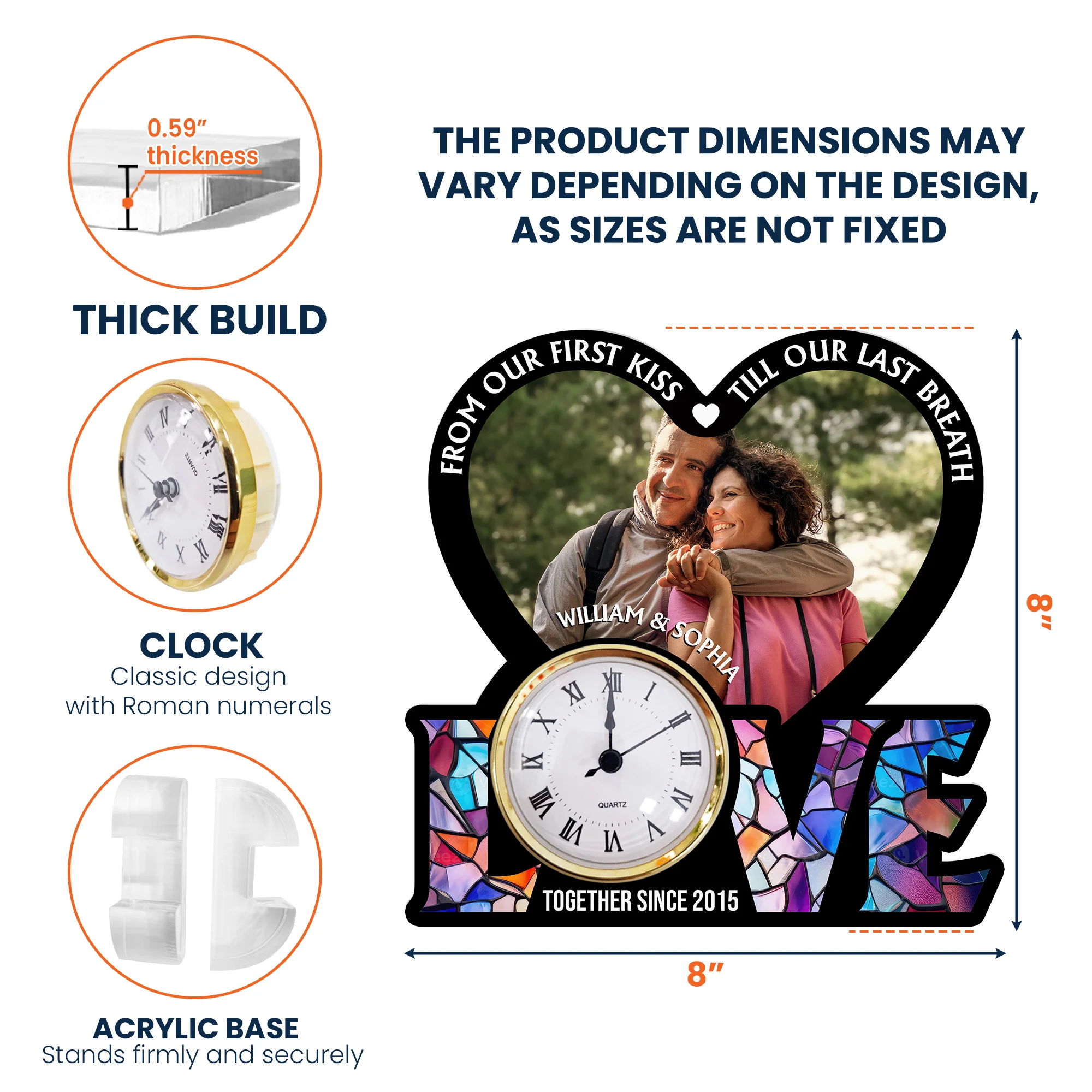 From Our First Kiss Till Our Last Breath - Personalized Acrylic Photo Desk Clock - Image 6