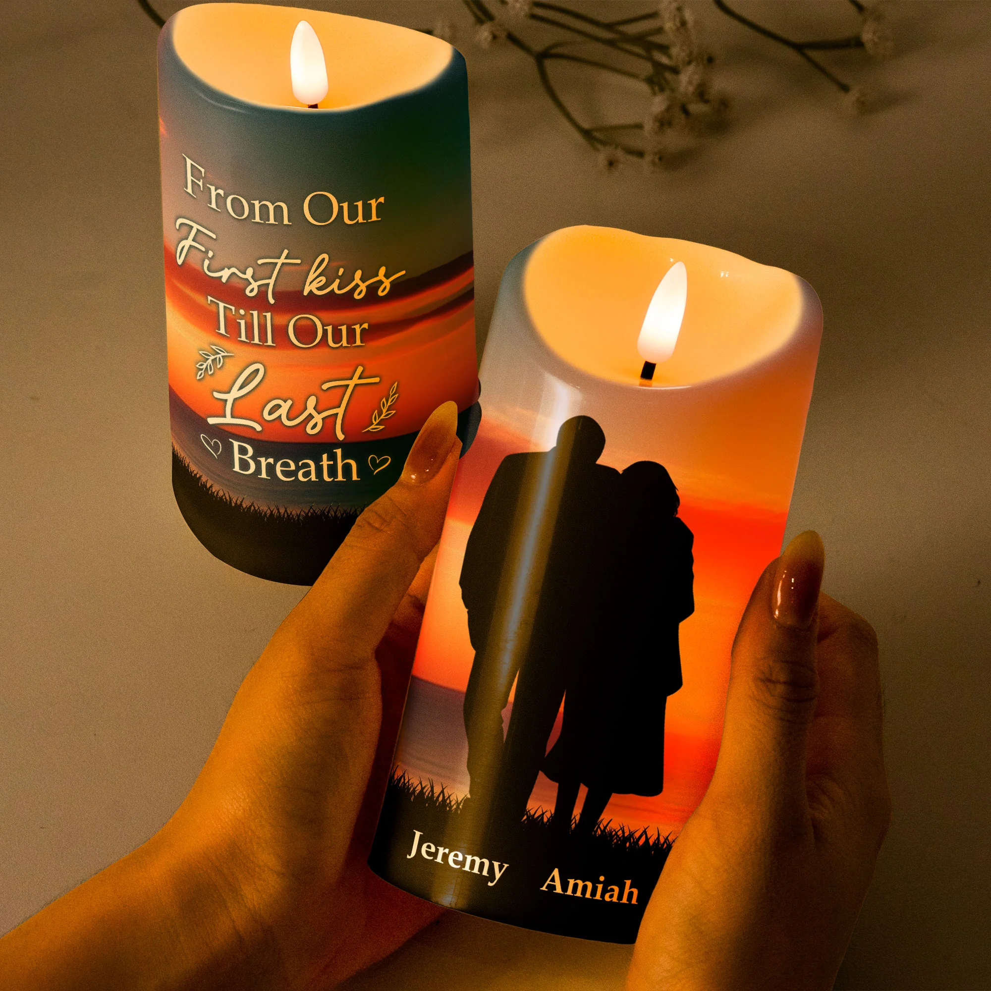 From Our First Kiss Till Our Last Breath - Personalized Led Candle - Image 2