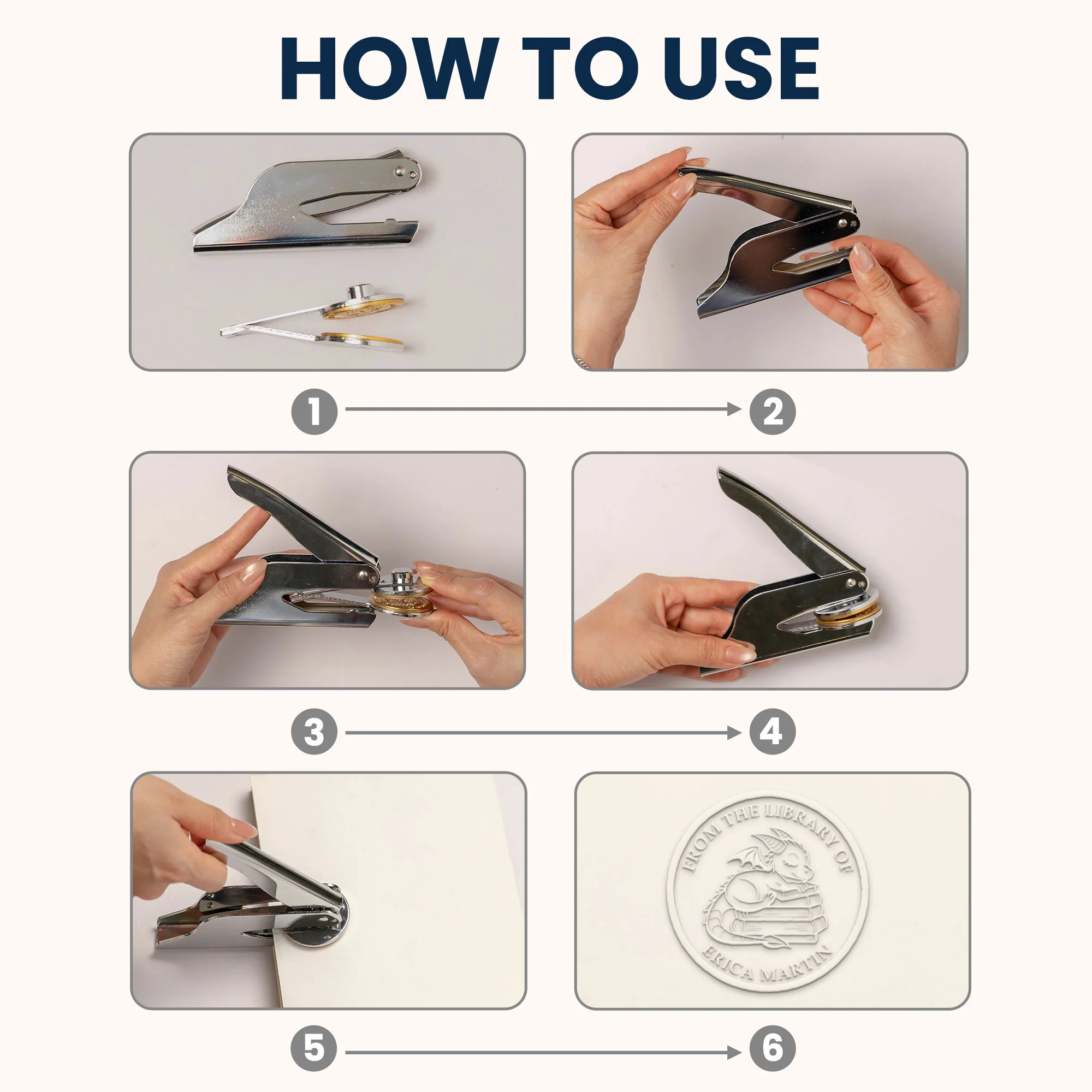 From The Library - Personalized Book Embosser Stamp - Image 5