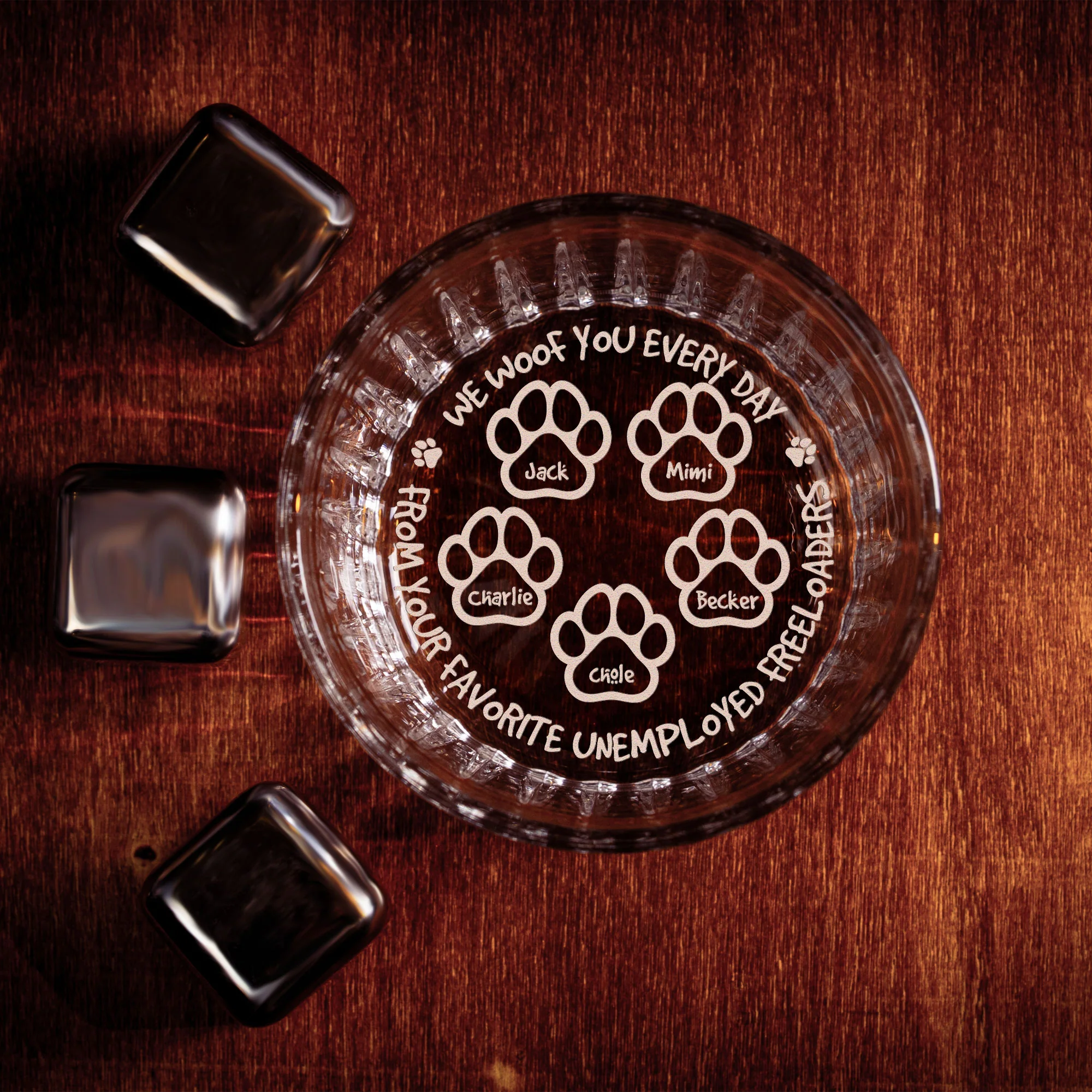 From Your Favorite Unemployed Freeloader Dog Dad - Personalized Engraved Whiskey Glass - Image 3