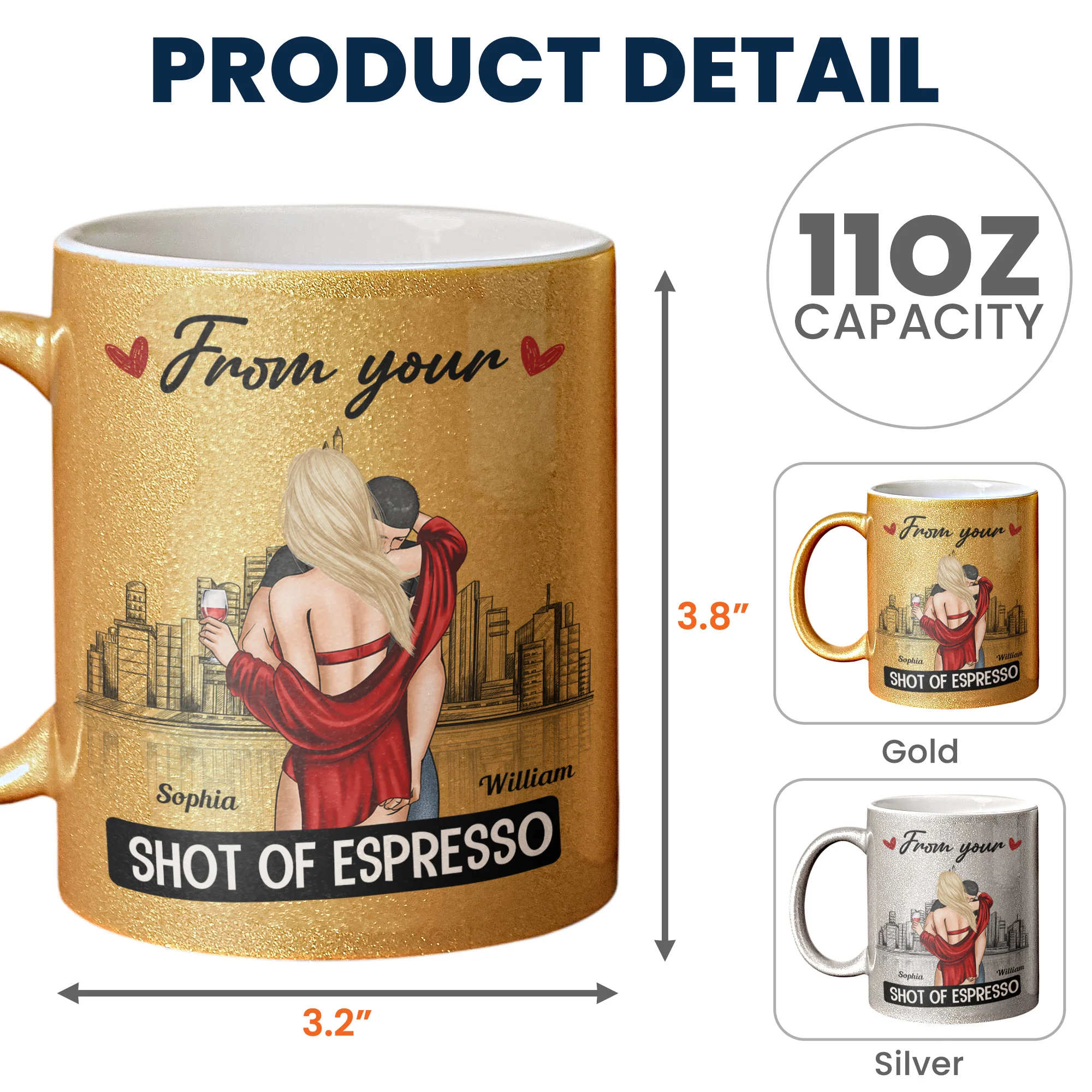 From Your Shot Of Espresso - Personalized Glitter Coffee Mug - Image 4