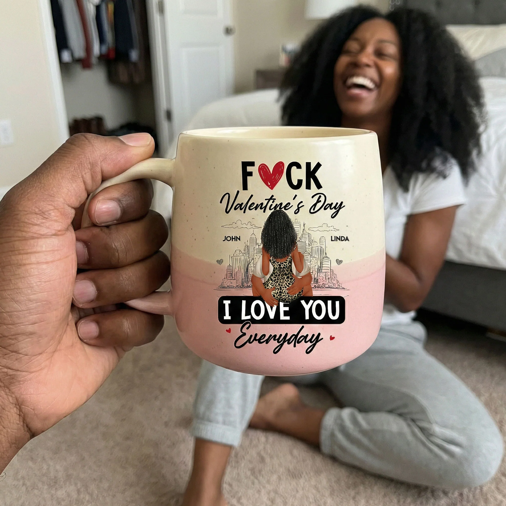 Fuck Valentine's Day I Love You Everyday - Personalized Two-Tone Mug - Image 2