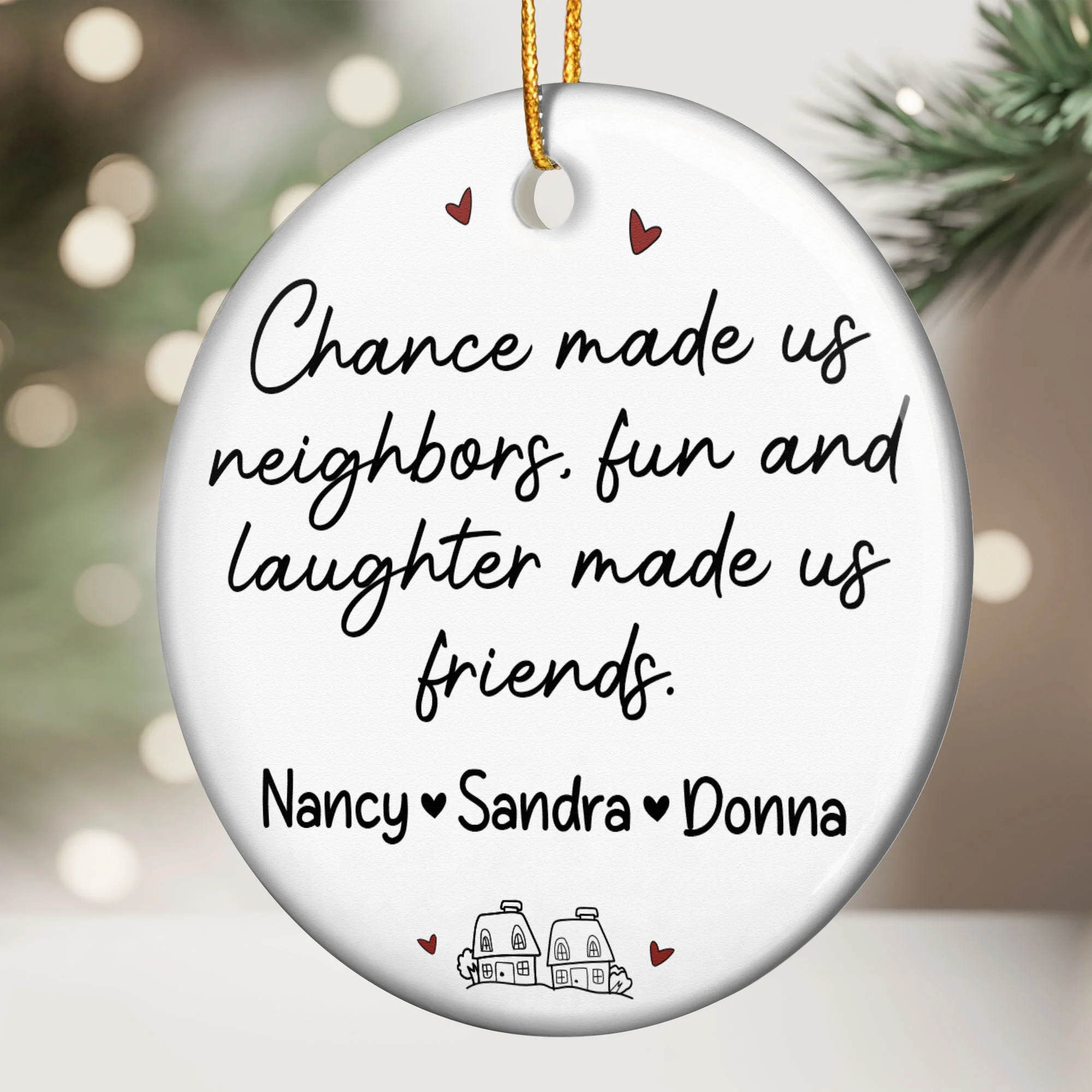 Fun And Laughter Made Us Friends - Personalized Ceramic Ornament - Image 2