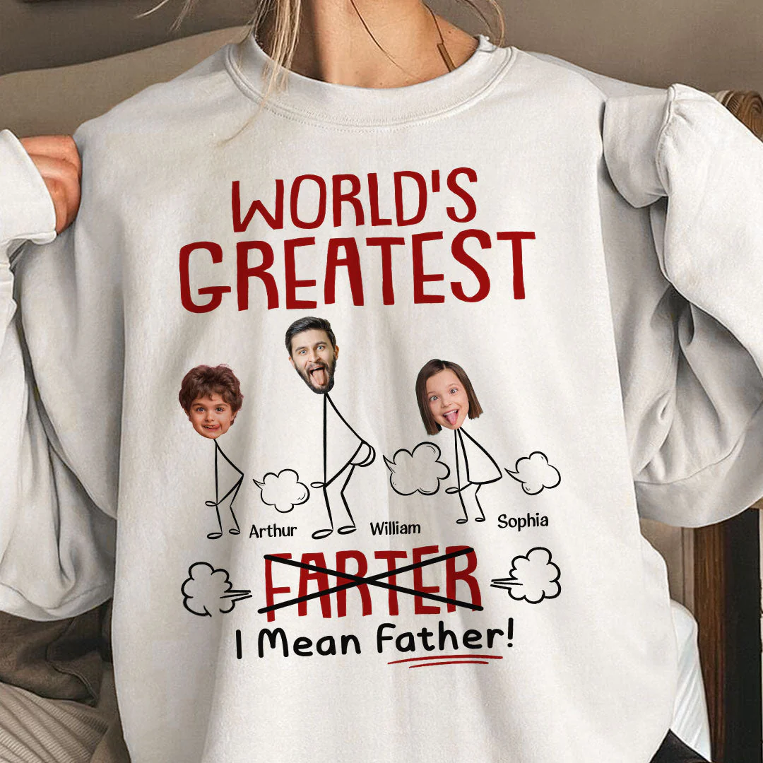 Funny Best Dad World's Greatest Farter I Mean Father - Personalized Photo Shirt - Image 2