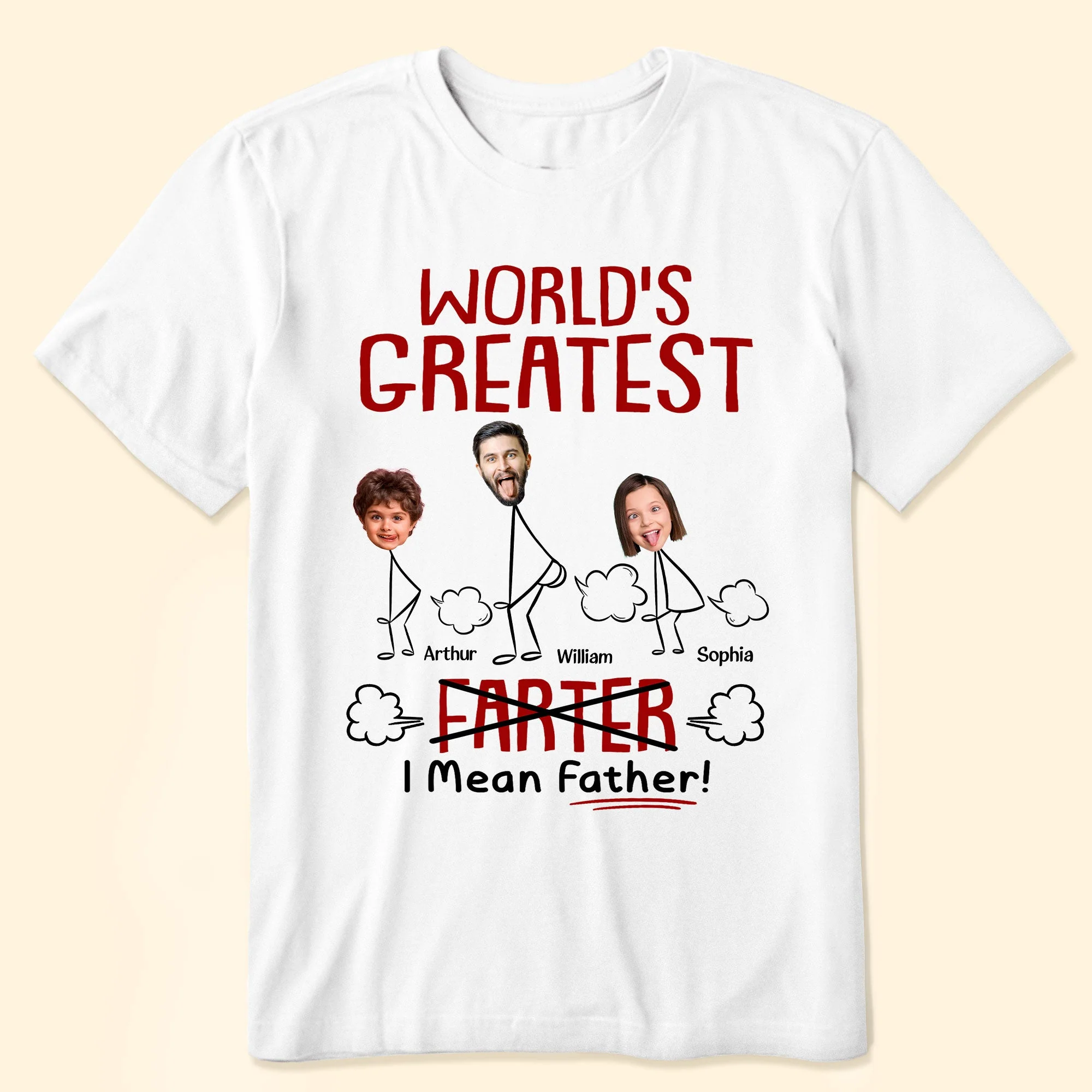Funny Best Dad World's Greatest Farter I Mean Father - Personalized Photo Shirt - Image 4