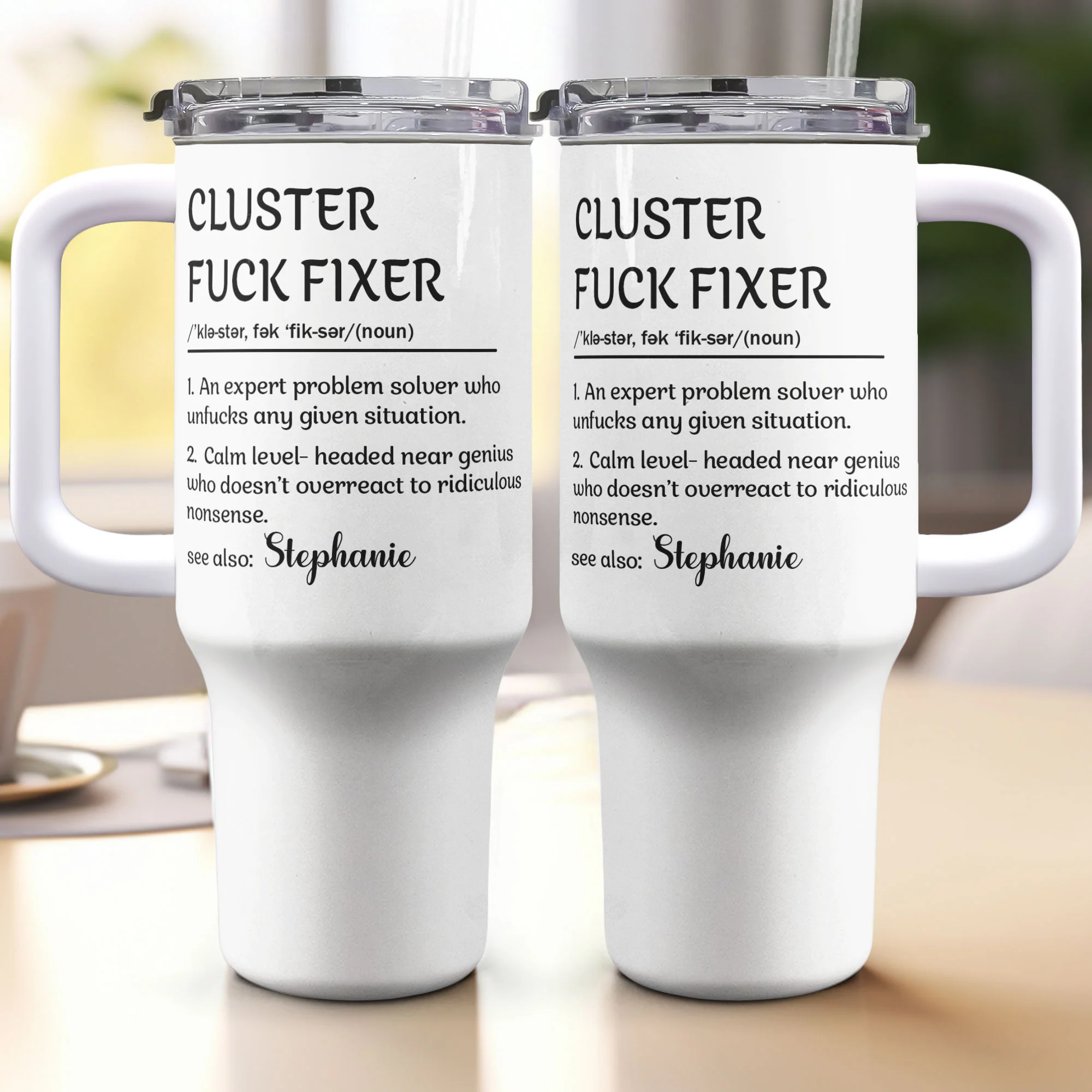 Funny Boss Cup - Cluster F*ck Fixer - Fun Gifts For Coworkers - Personalized 40oz Tumbler With Straw - Image 6