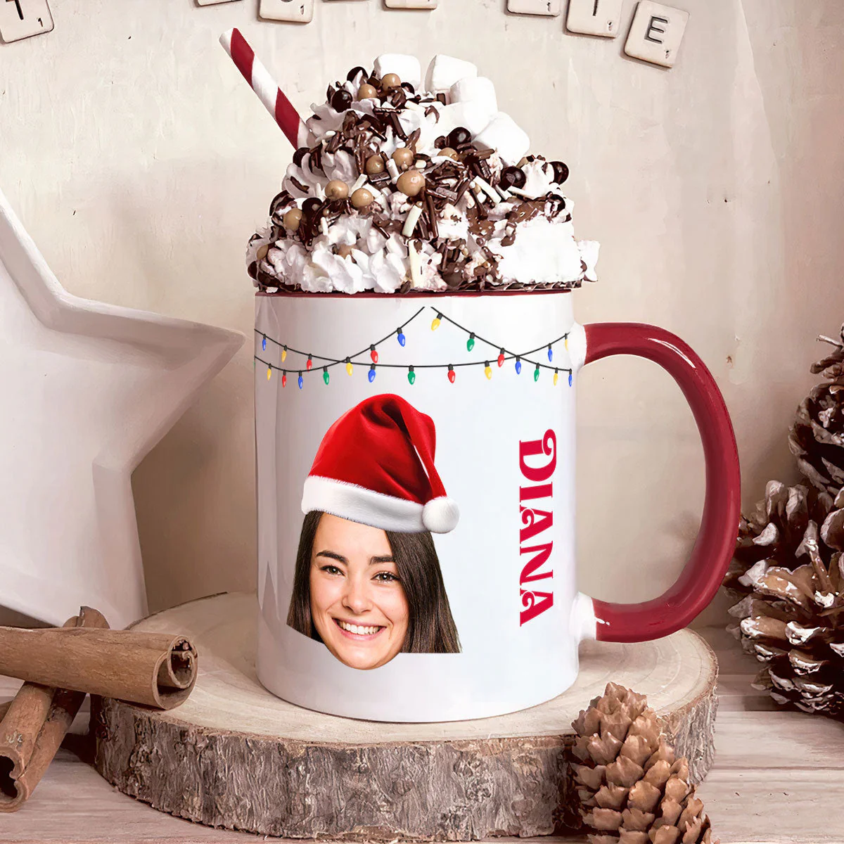 Funny Christmas Lights - Personalized Photo Accent Mug - Image 4