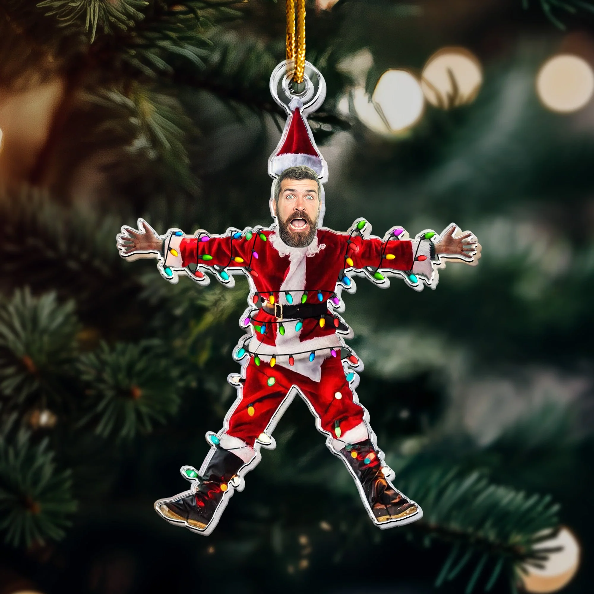 Funny Christmas Shocked Custom Face - Personalized Family Photo Ornament - Image 4
