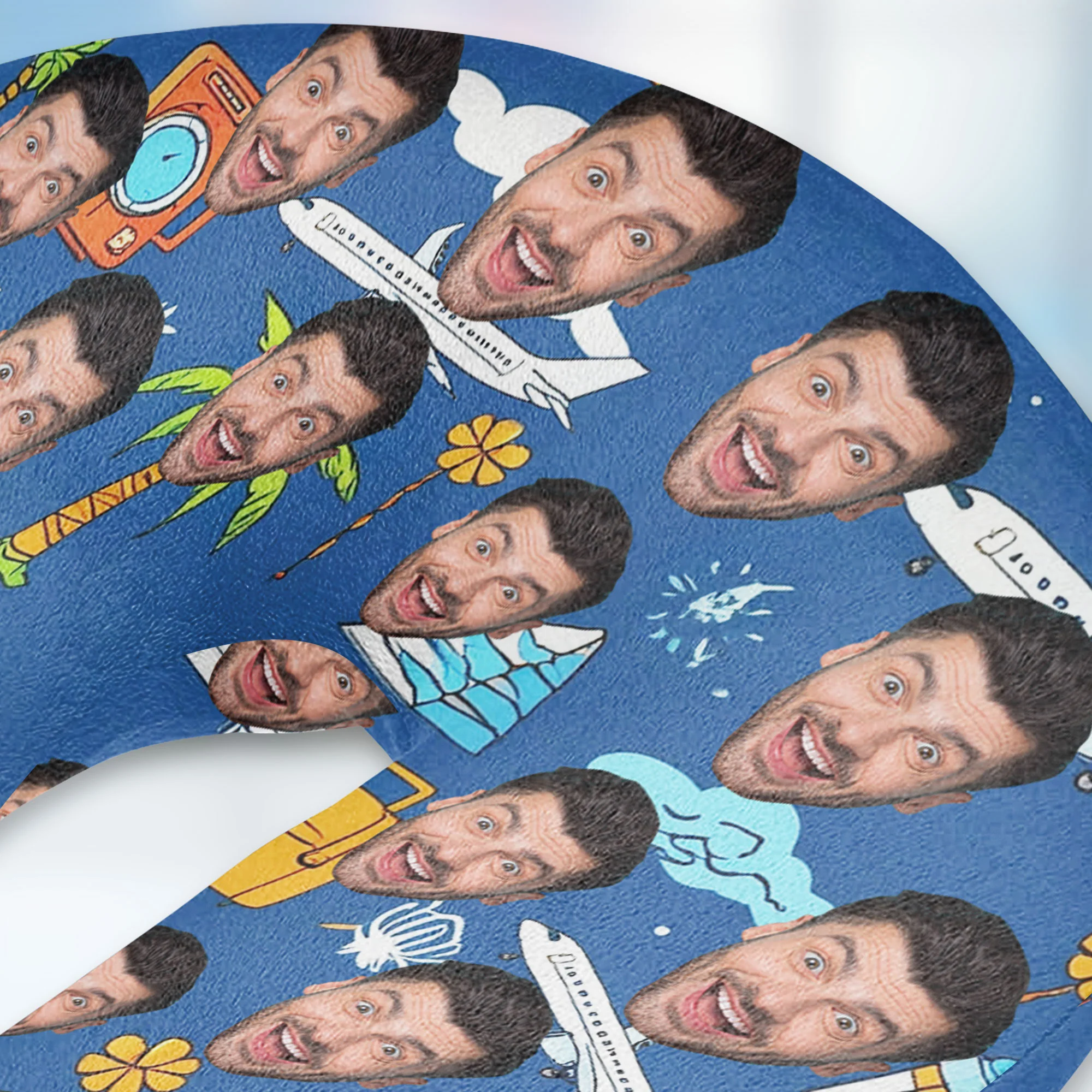 Funny Couple Summer Travel - Personalized Photo U-Shaped Travel Neck Pillow - Image 4