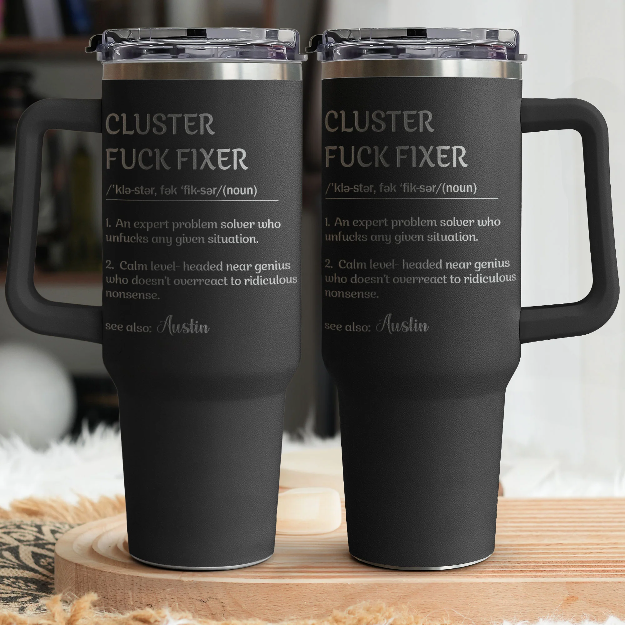 Funny Cup - Gifts For Boss, Coworkers - Cluster F*ck Fixer - Custom Name - Personalized 40oz Tumbler - Image 3