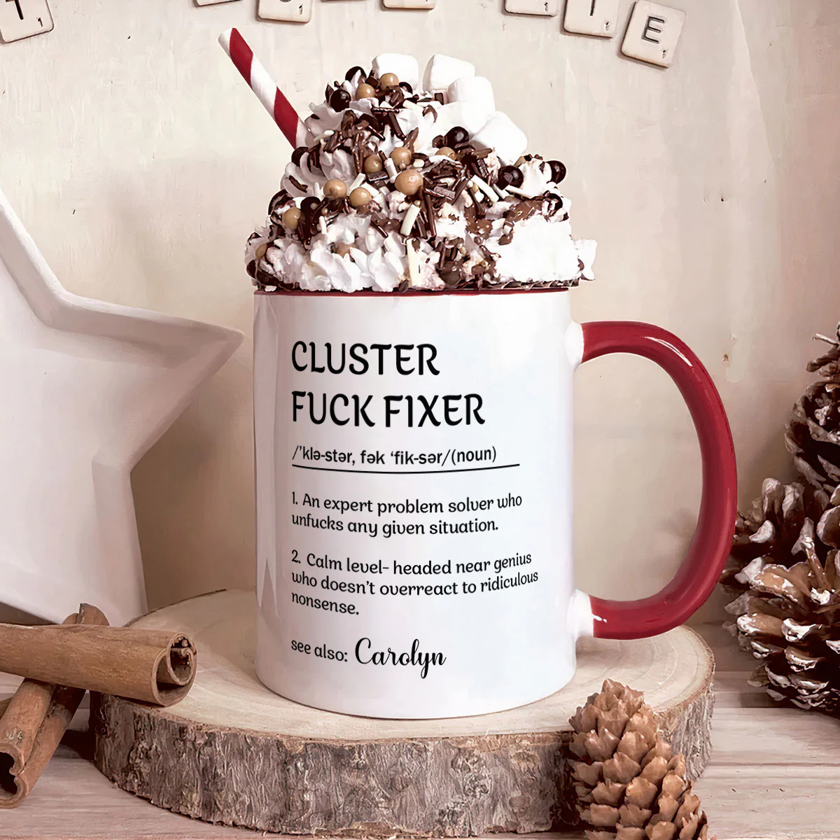 Funny Cup - Gifts For Boss, Coworkers - Cluster F*ck Fixer - Custom Name - Personalized Accent Mug - Image 3