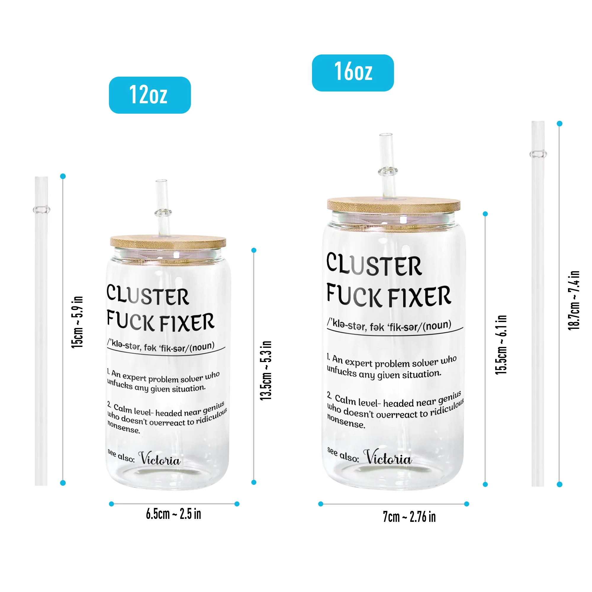 Funny Cup - Gifts For Boss, Coworkers, Work Besties - Custom Name - Personalized Clear Glass Cup - Image 5
