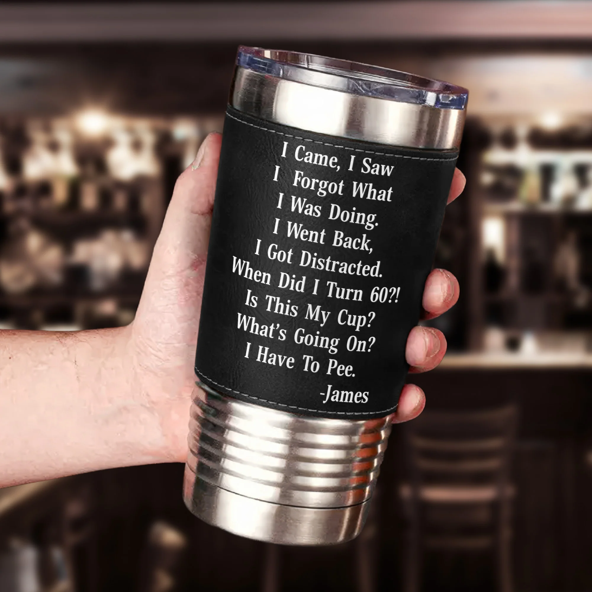Funny Cup - Old Age Birthday Gifts For Parents, Grandma, Grandpa - Personalized 20oz Leather Wrapped Tumbler - Image 5