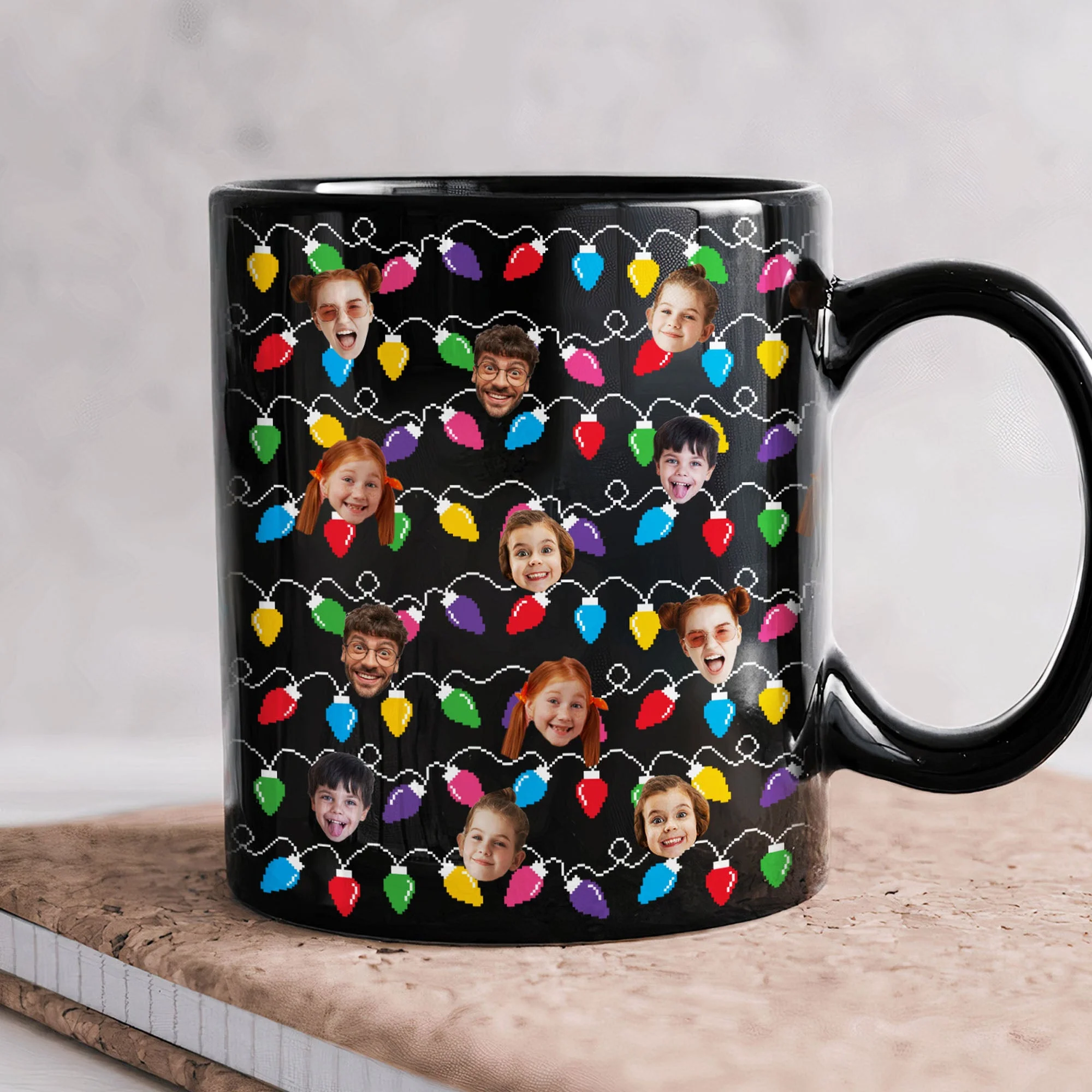 Funny Custom Big Face Christmas Lights - Personalized Photo Mug - Image 5