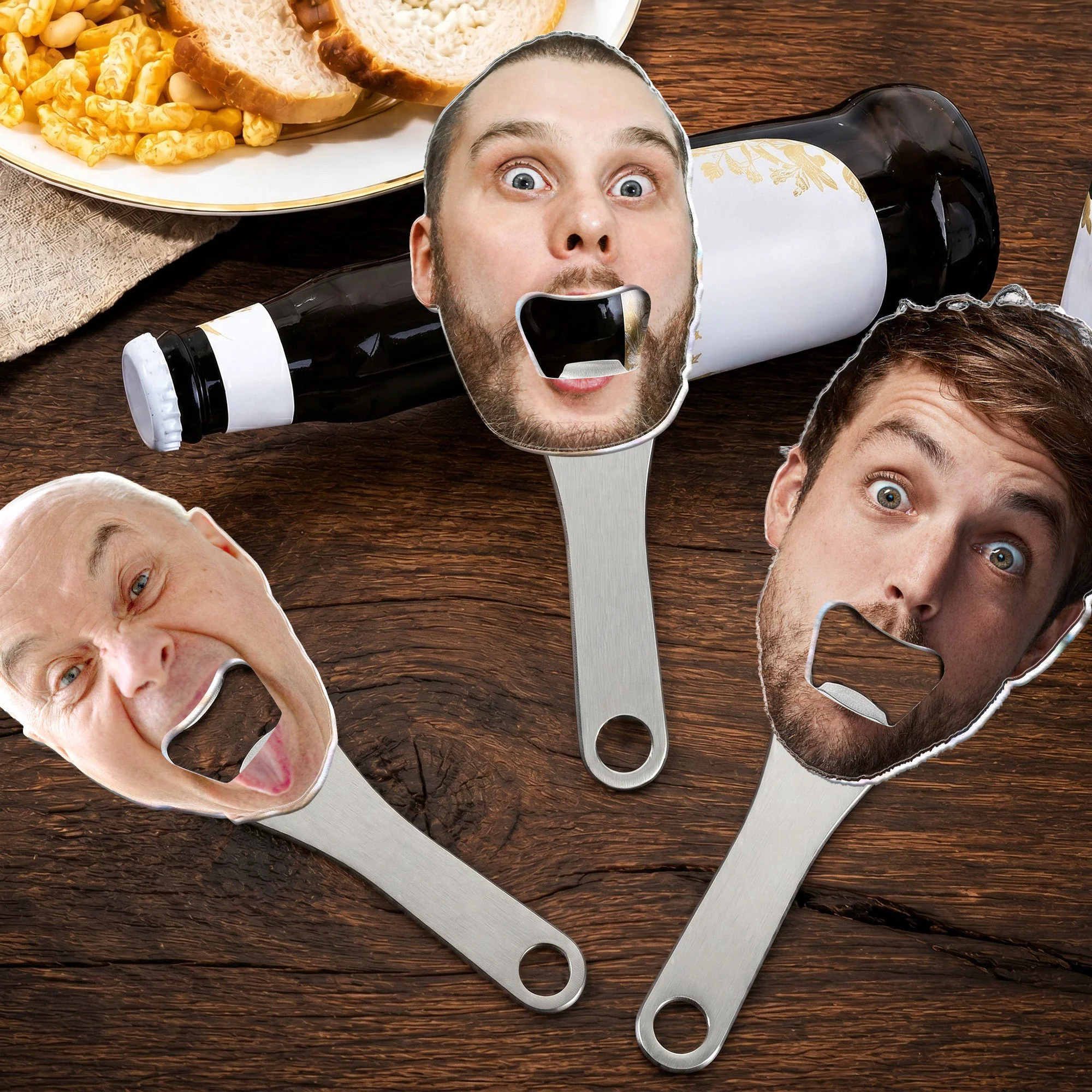 Funny Custom Face Photo Decor Bar Party With Magnet - Wedding, Bachelor - Personalized Bottle Opener - Image 2