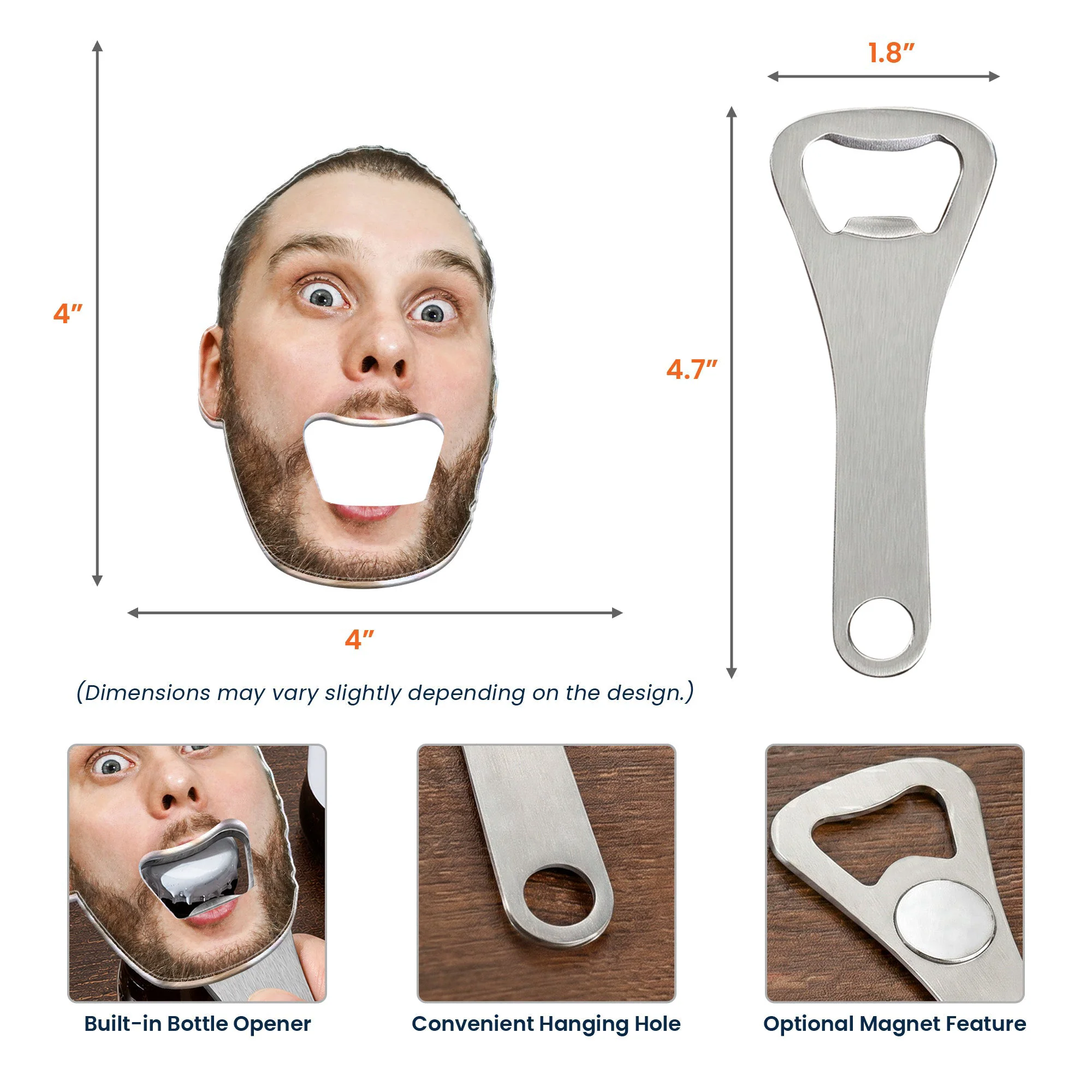 Funny Custom Face Photo Decor Bar Party With Magnet - Wedding, Bachelor - Personalized Bottle Opener - Image 6