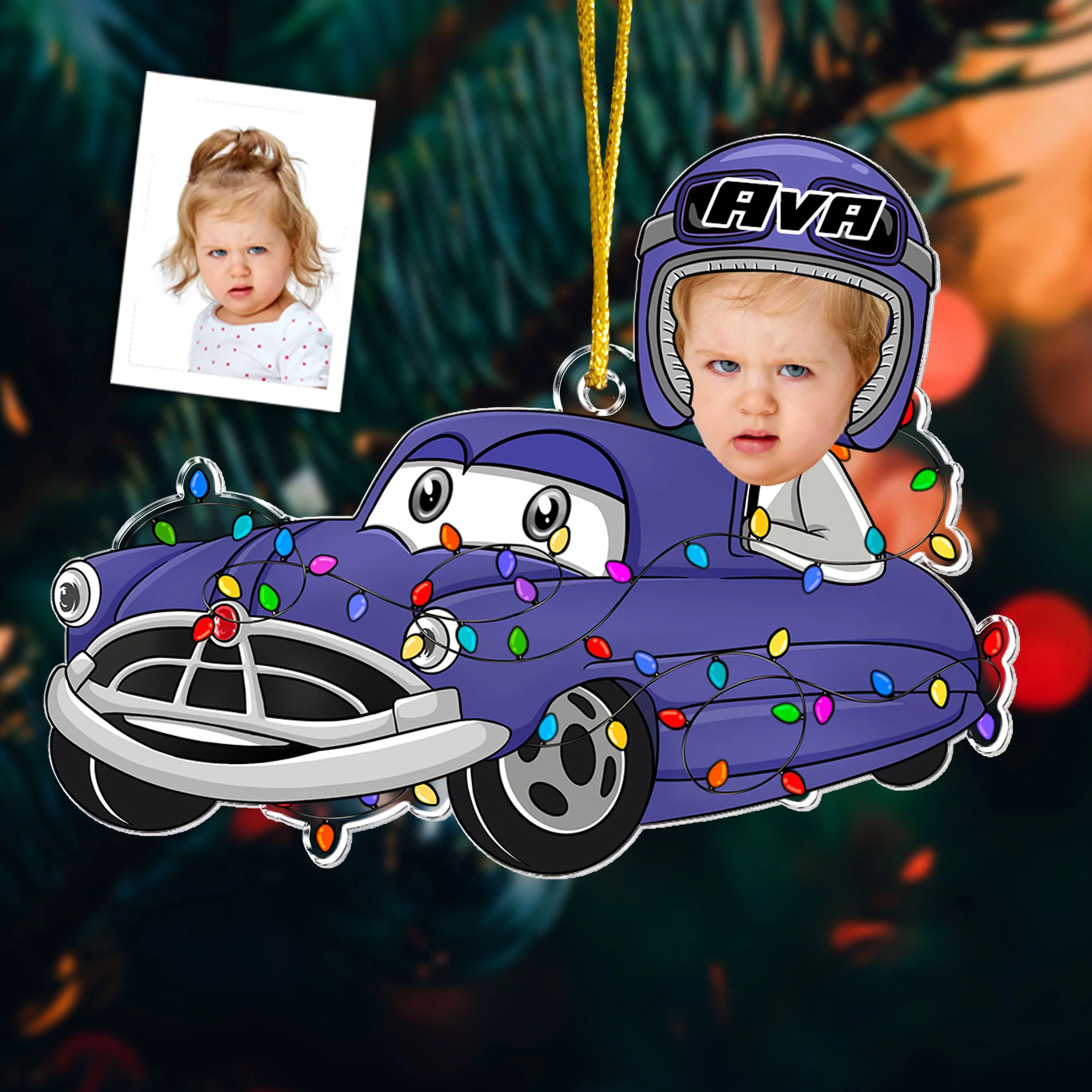 Funny Custom Kid Face Car Toys - Personalized Acrylic Photo Ornament - Image 2