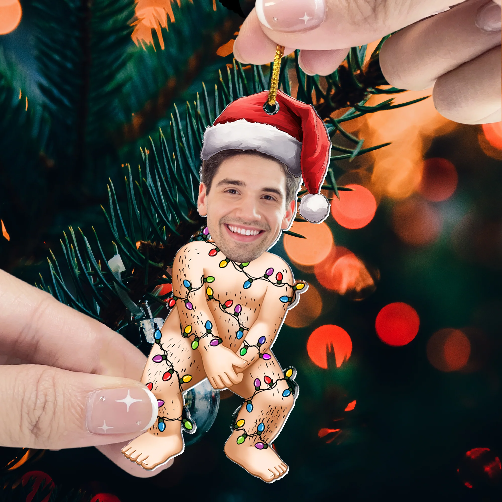Funny Custom Photo Christmas Led Lights - Personalized Acrylic Photo Ornament - Image 2