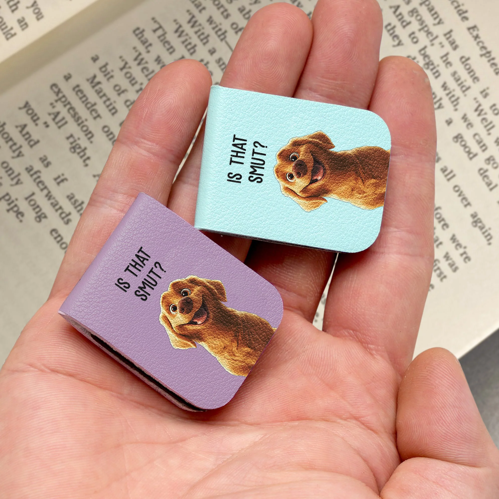 Funny Dog, Cat, Book Lover - Personalized Leather Magnetic Bookmark - Image 4