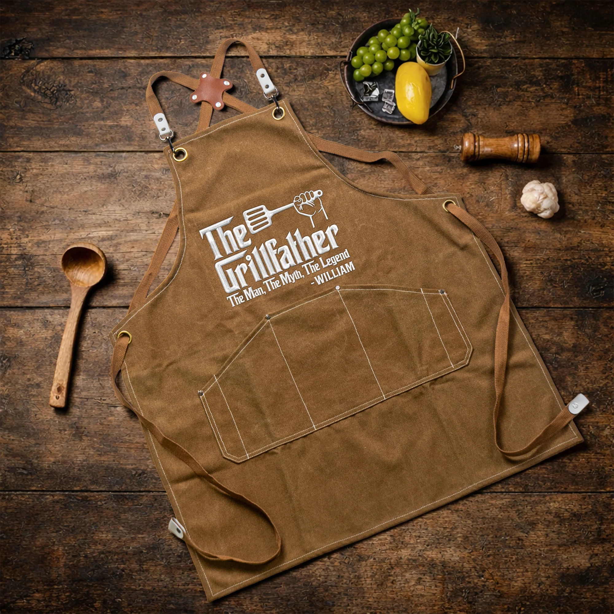 Funny Embroidered Apron For Dad, Anniversary, Father's Day Gifts - Personalized Apron - Image 2