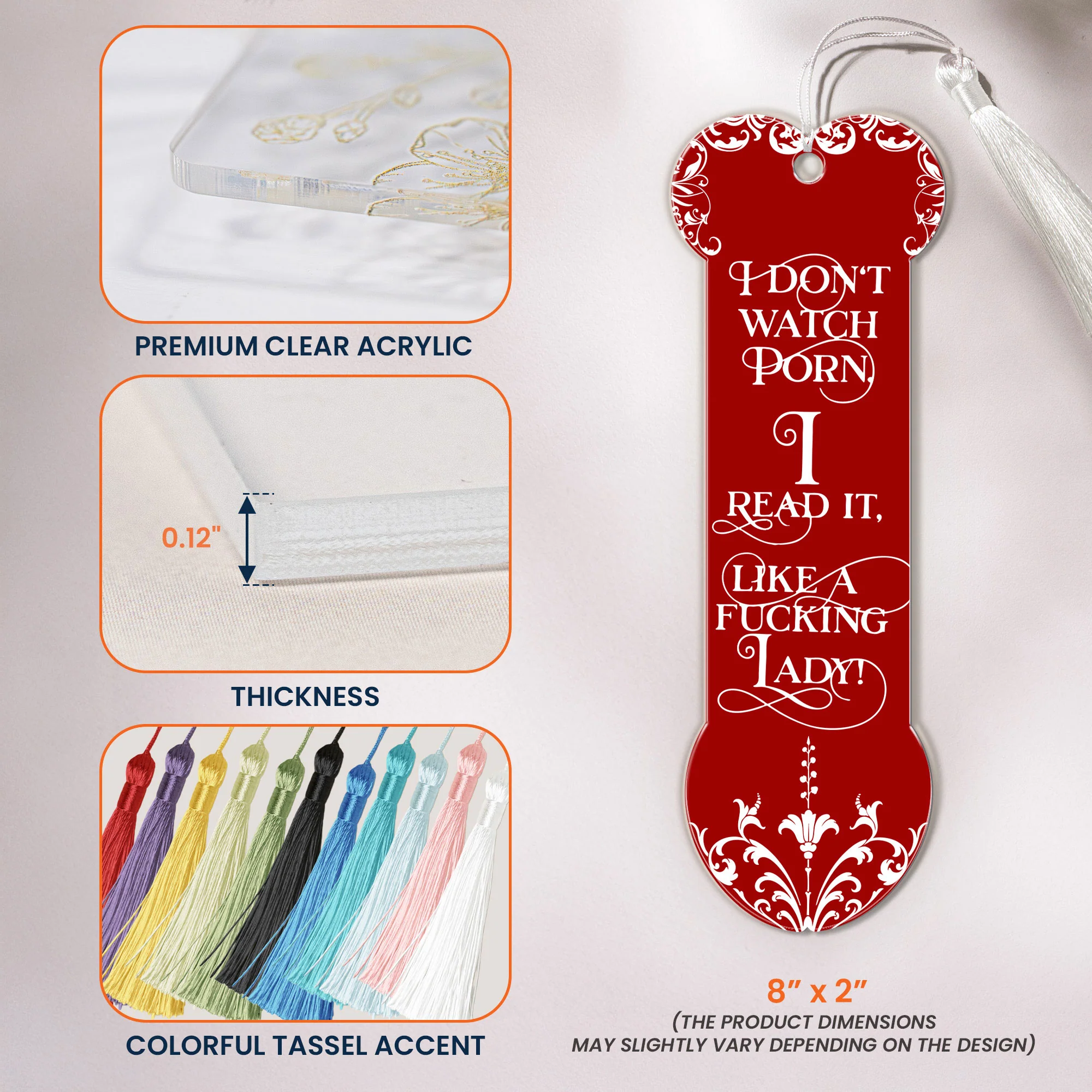 Funny Gifts For Smut Reading Lovers - Custom Acrylic Bookmark - Image 5