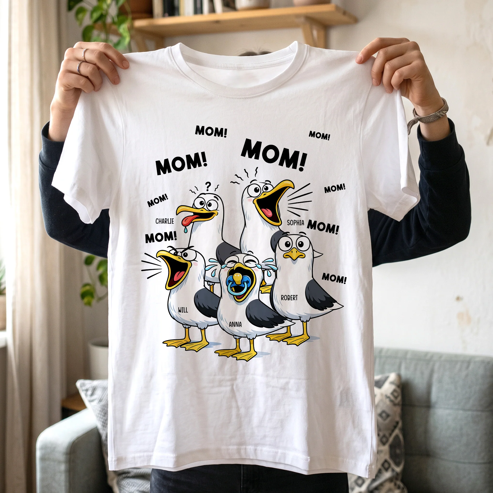 Funny Mommy Shirt - Mom Mom Mom Seagull - Personalized Shirt - Image 2