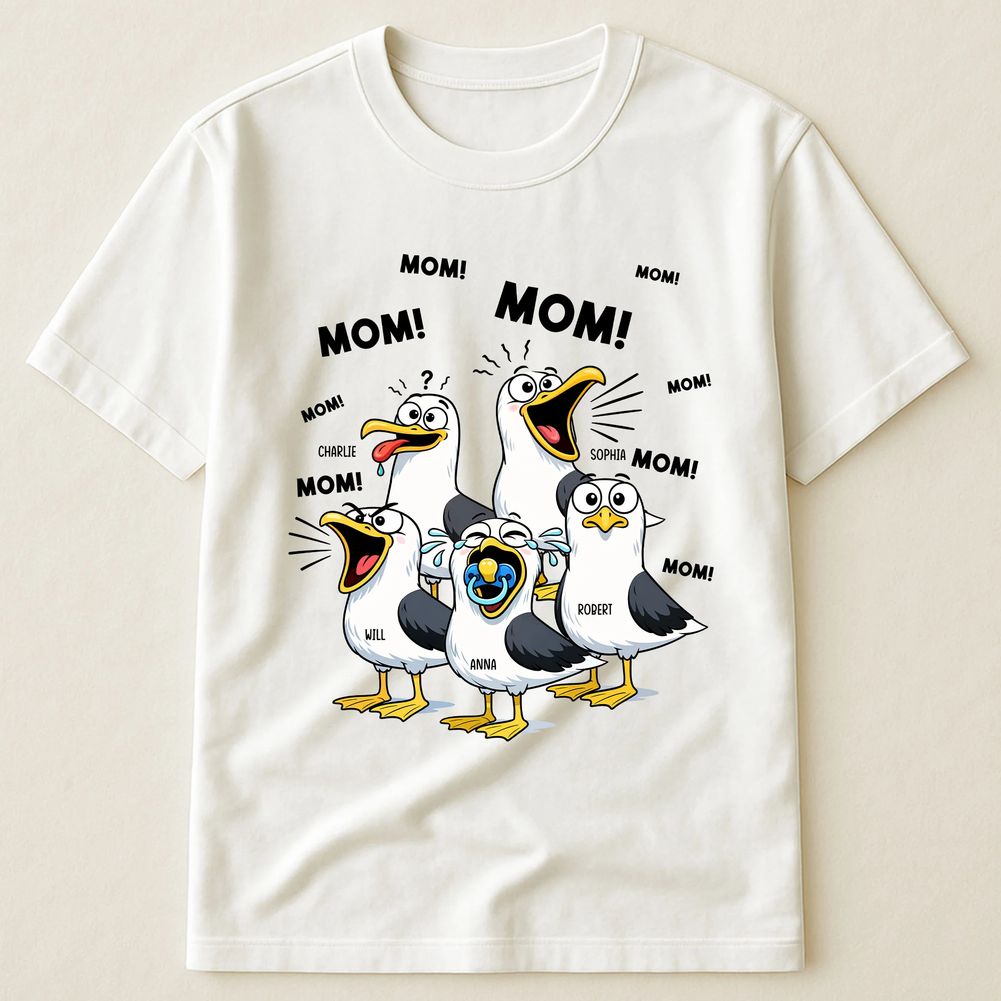 Funny Mommy Shirt - Mom Mom Mom Seagull - Personalized Shirt - Image 3
