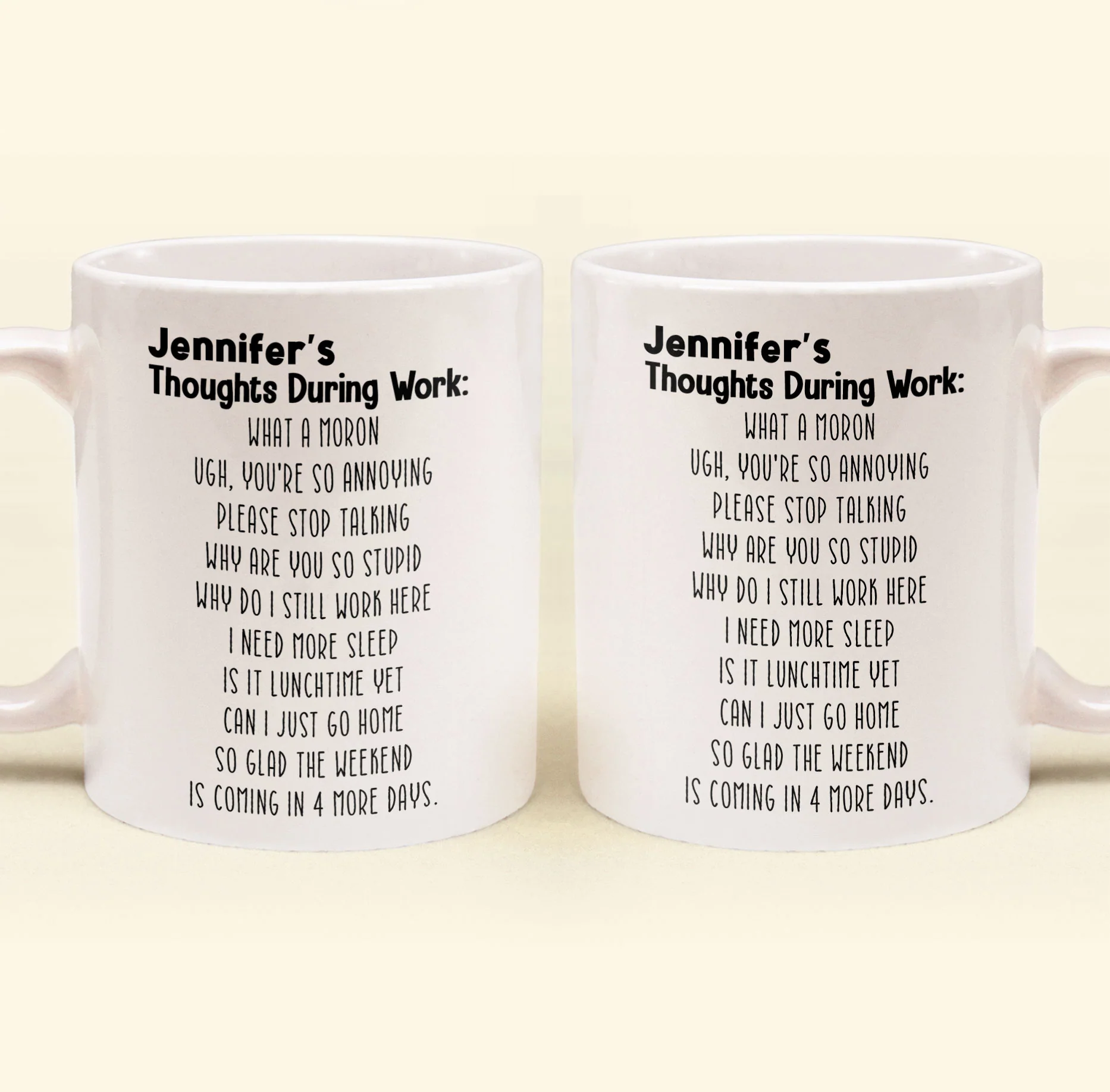 Funny Mug - Thoughts During Work - For Me Gift, Gifts For Coworkers, Boss - Personalized Mug - Image 6