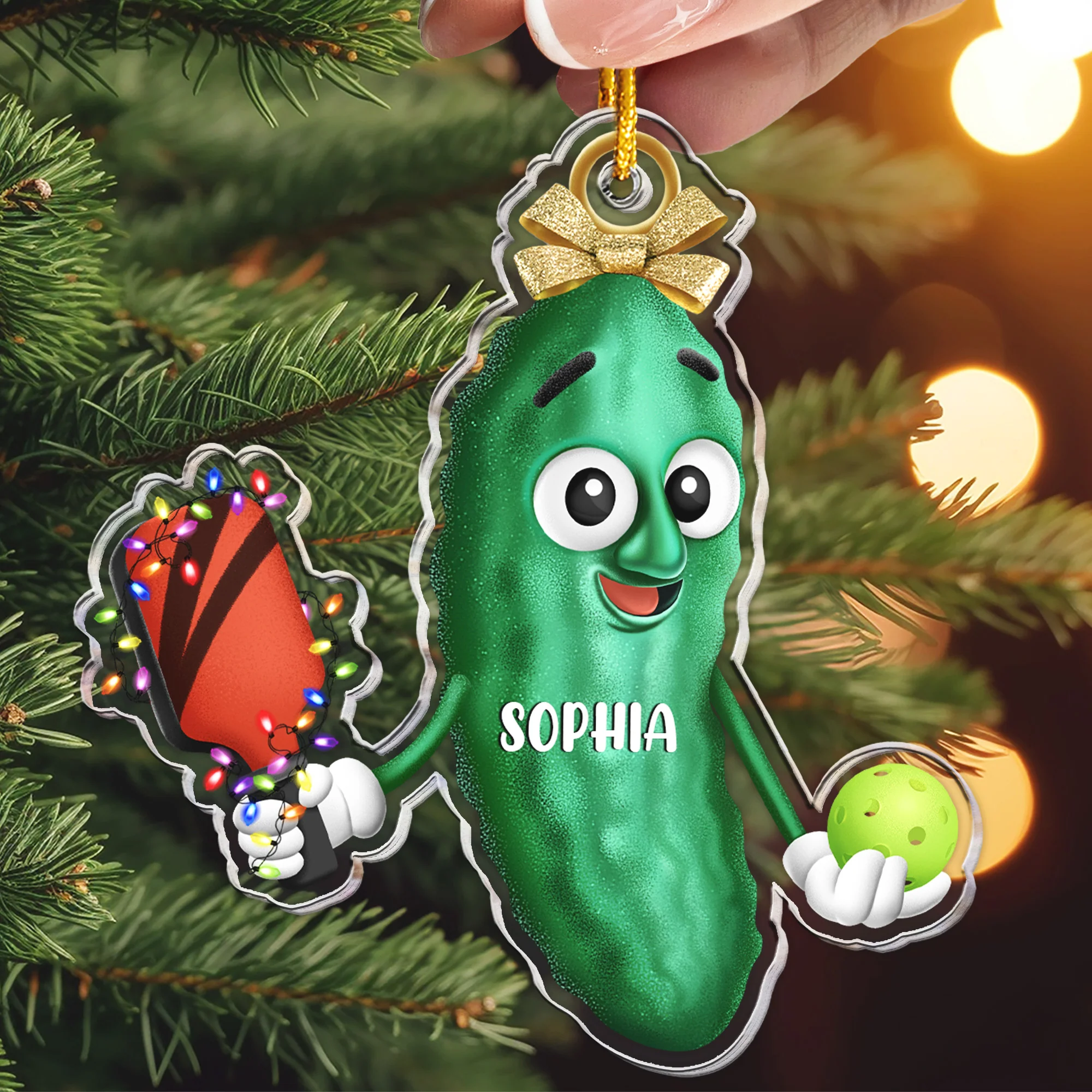 Funny Pickleball Ornament Custom Name - Personalized Acrylic Ornament - Image 3