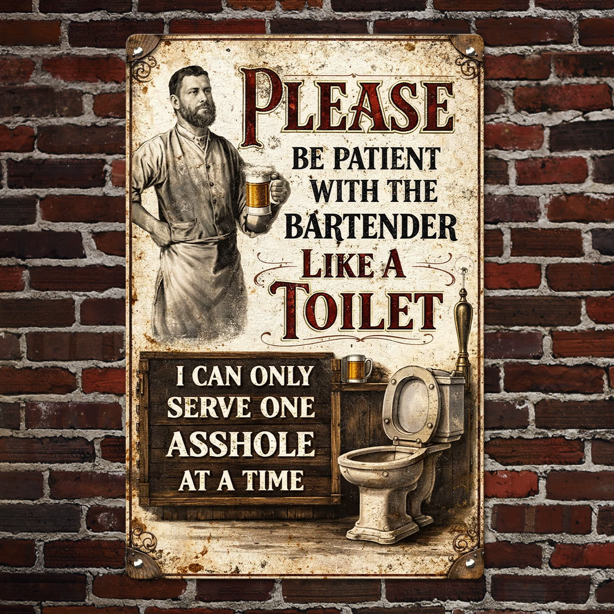 Funny Sign For Beer Bar, Men Club - Personalized Metal Sign - Image 2