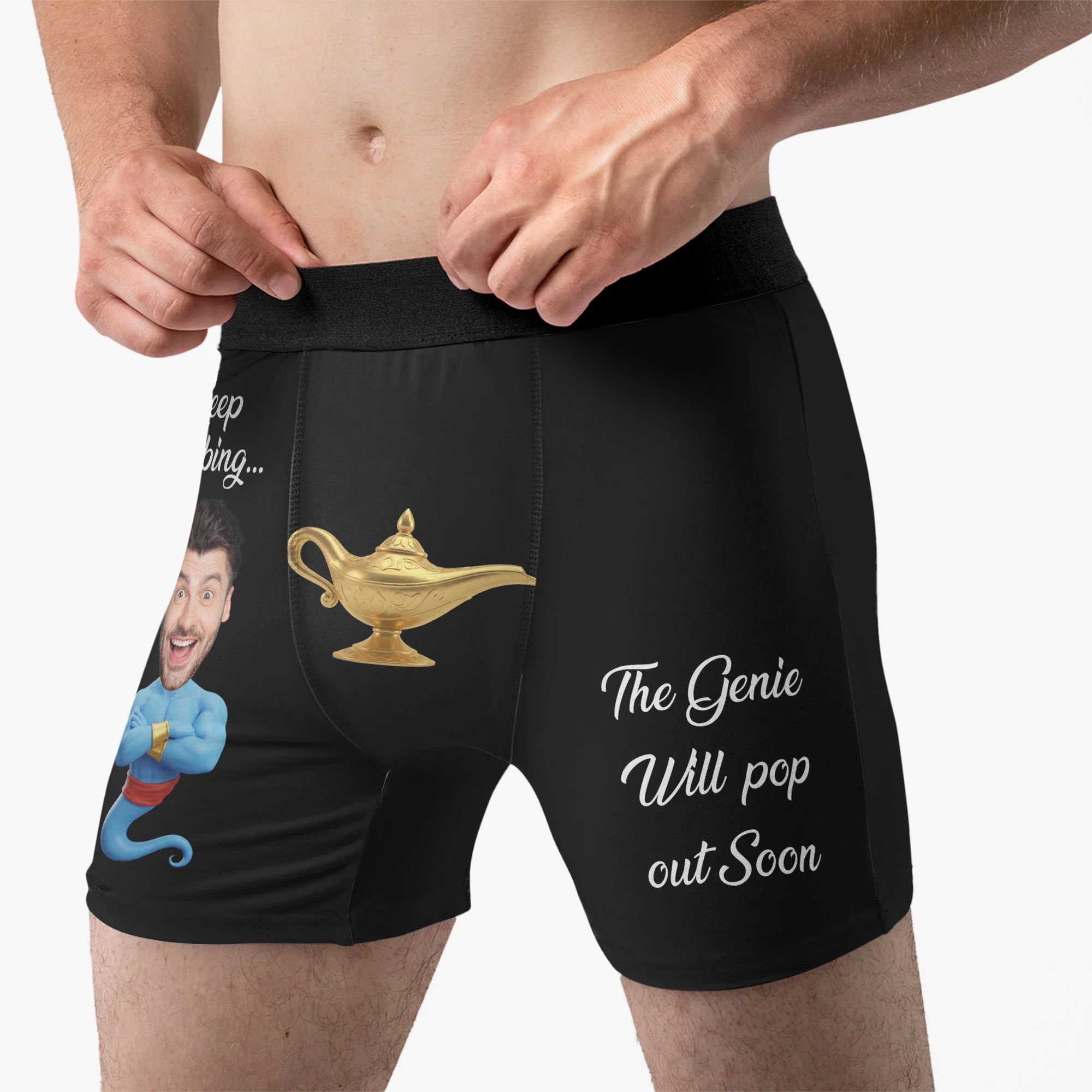 Funny Spicy Gifts For Him, Hot Genie - Personalized Photo Men's Boxer Briefs - Image 4