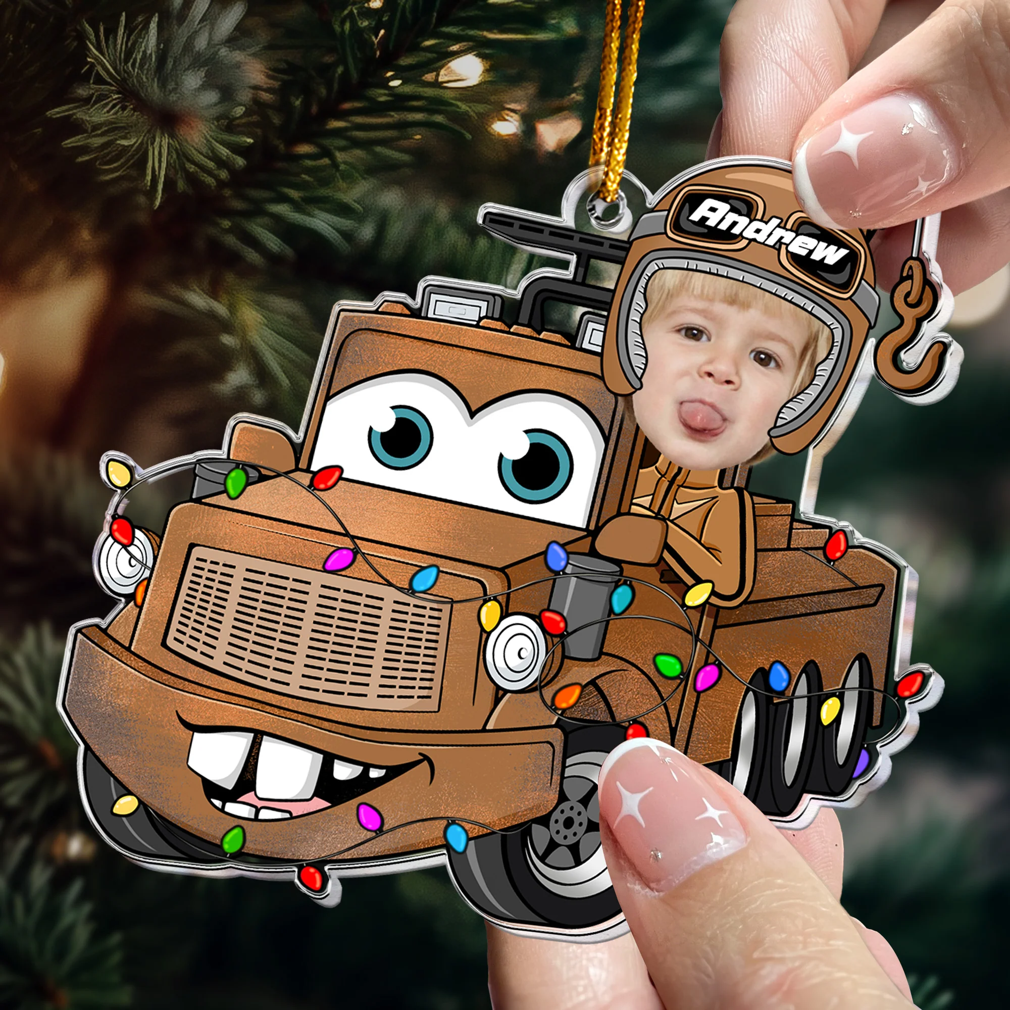 Funny Trash Truck Custom Face - Personalized Acrylic Photo Ornament - Image 2