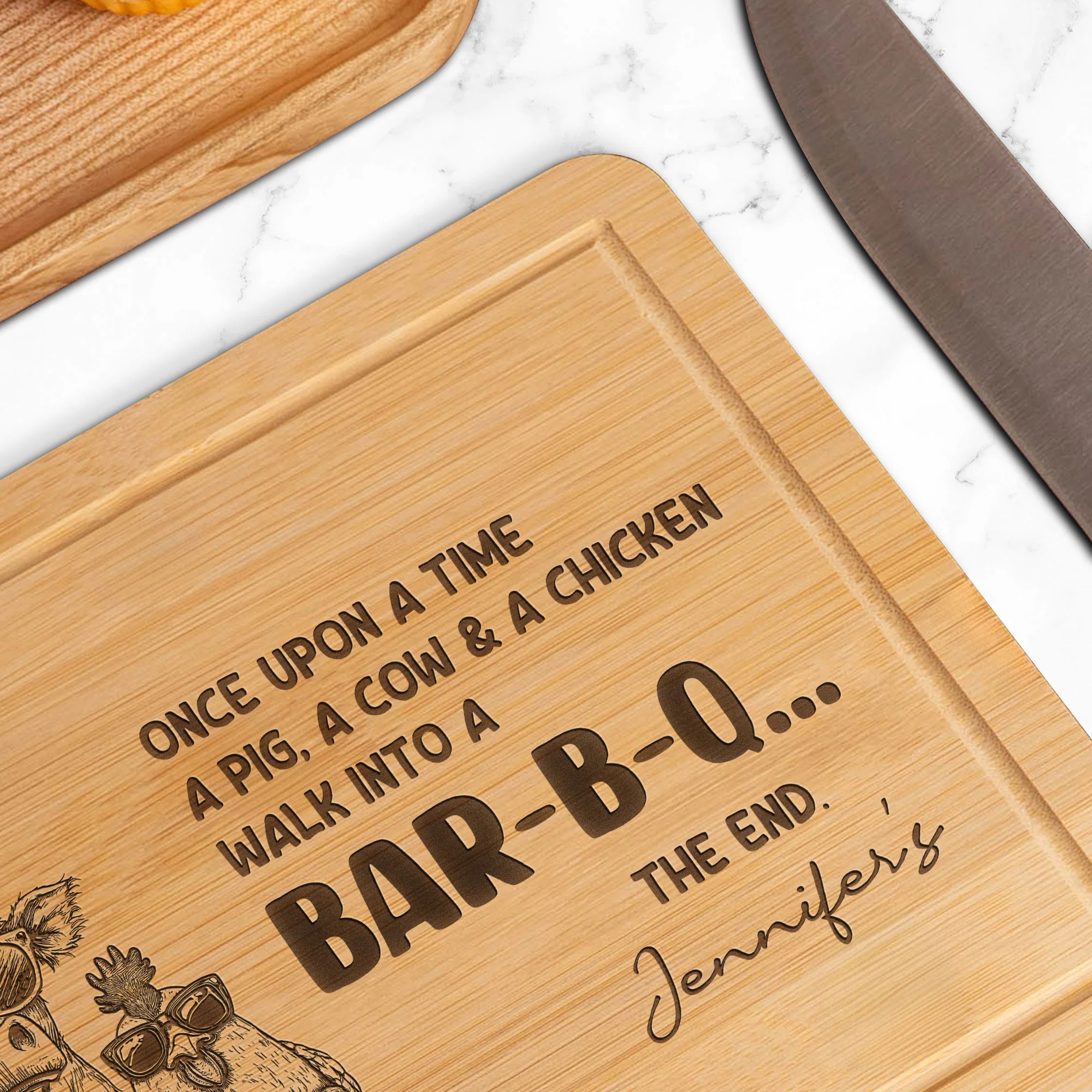 Funny Walk Into A Bar-B-Q - Personalized Engraved Wooden Cutting Board - Image 4