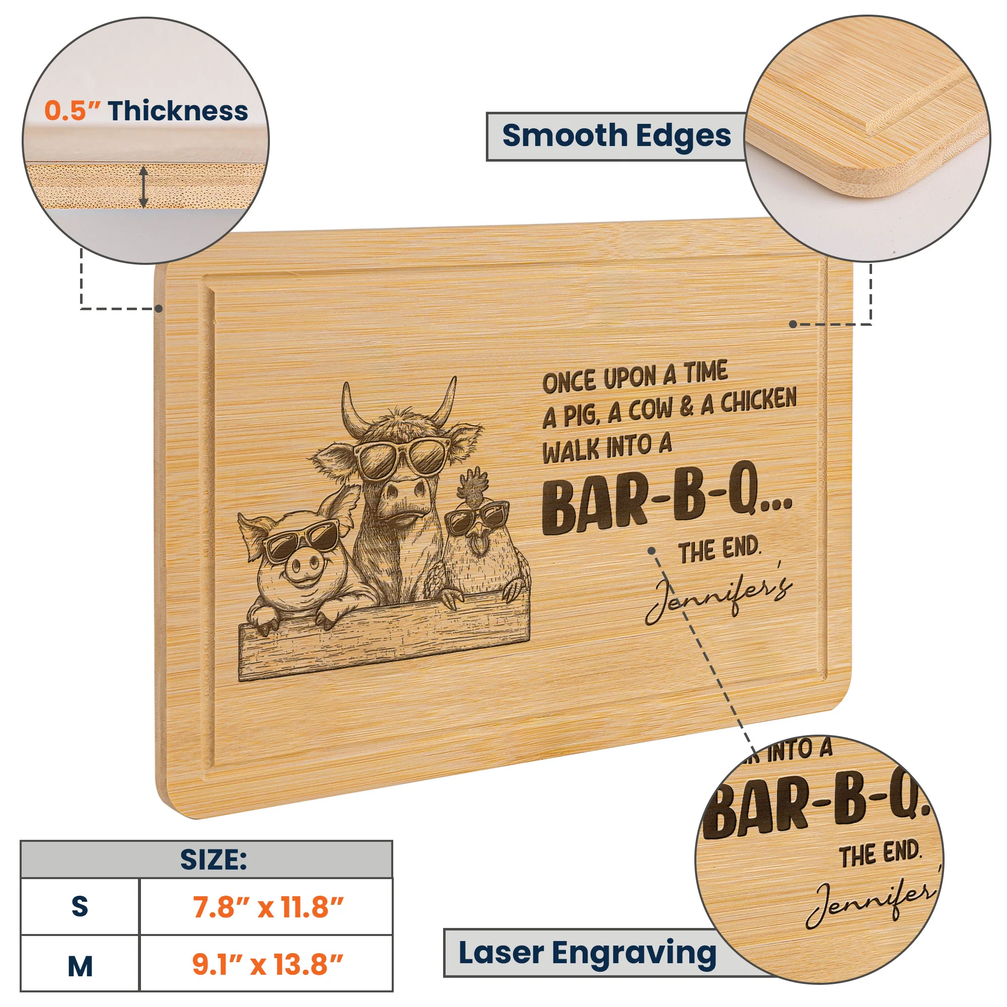 Funny Walk Into A Bar-B-Q - Personalized Engraved Wooden Cutting Board - Image 5