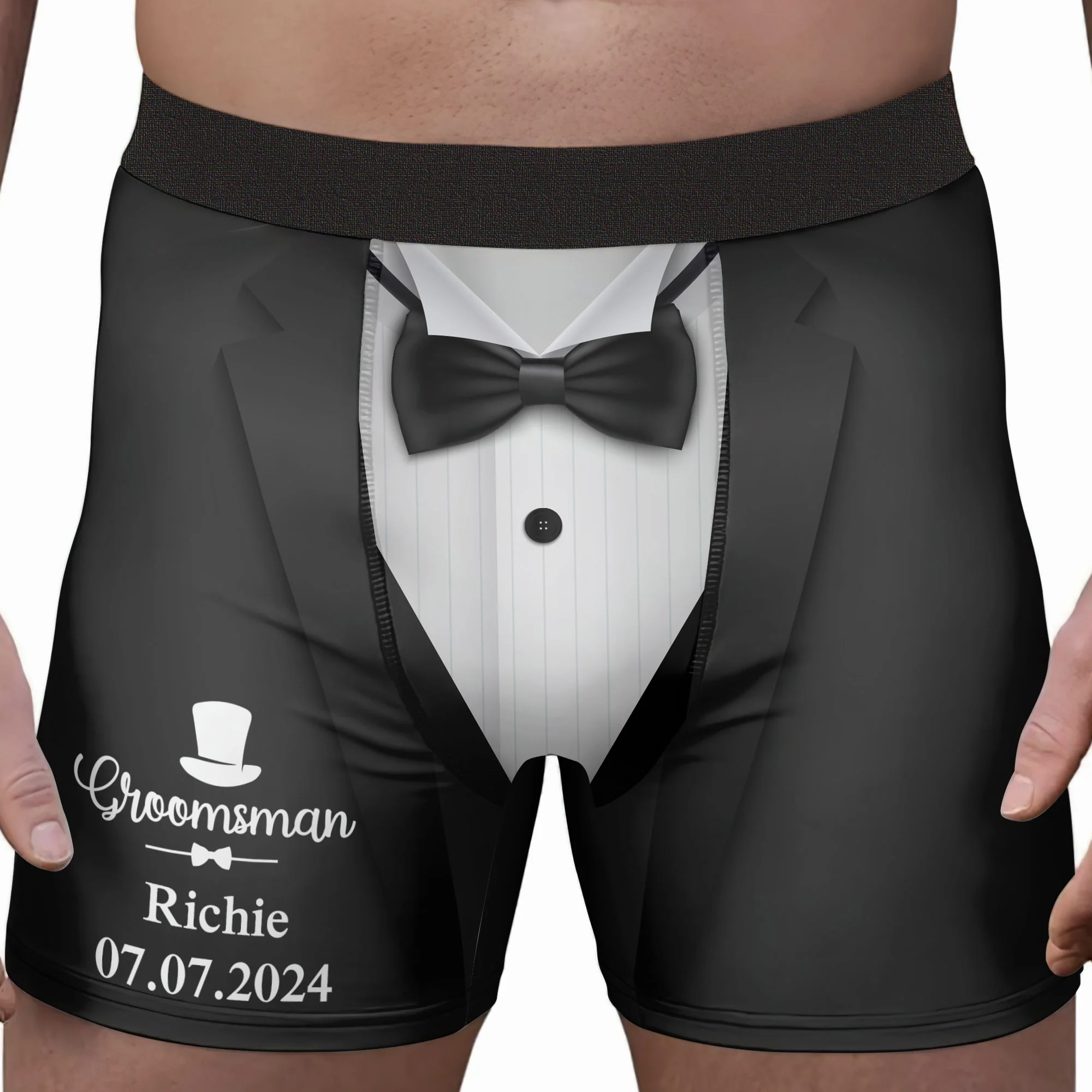 Funny Wedding Gift For Groom And Groomsmen - Personalized Men's Boxer Briefs - Image 2