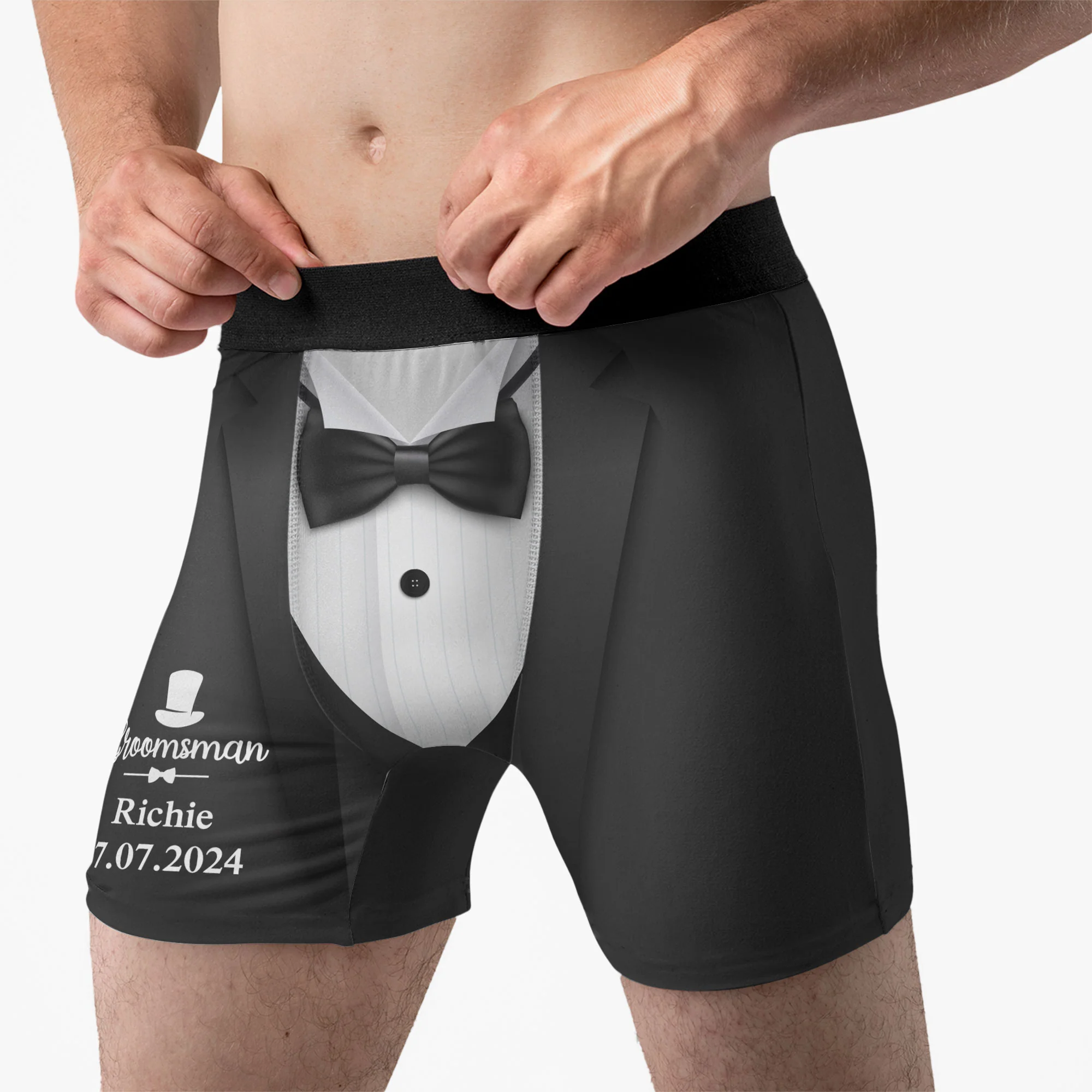 Funny Wedding Gift For Groom And Groomsmen - Personalized Men's Boxer Briefs - Image 4